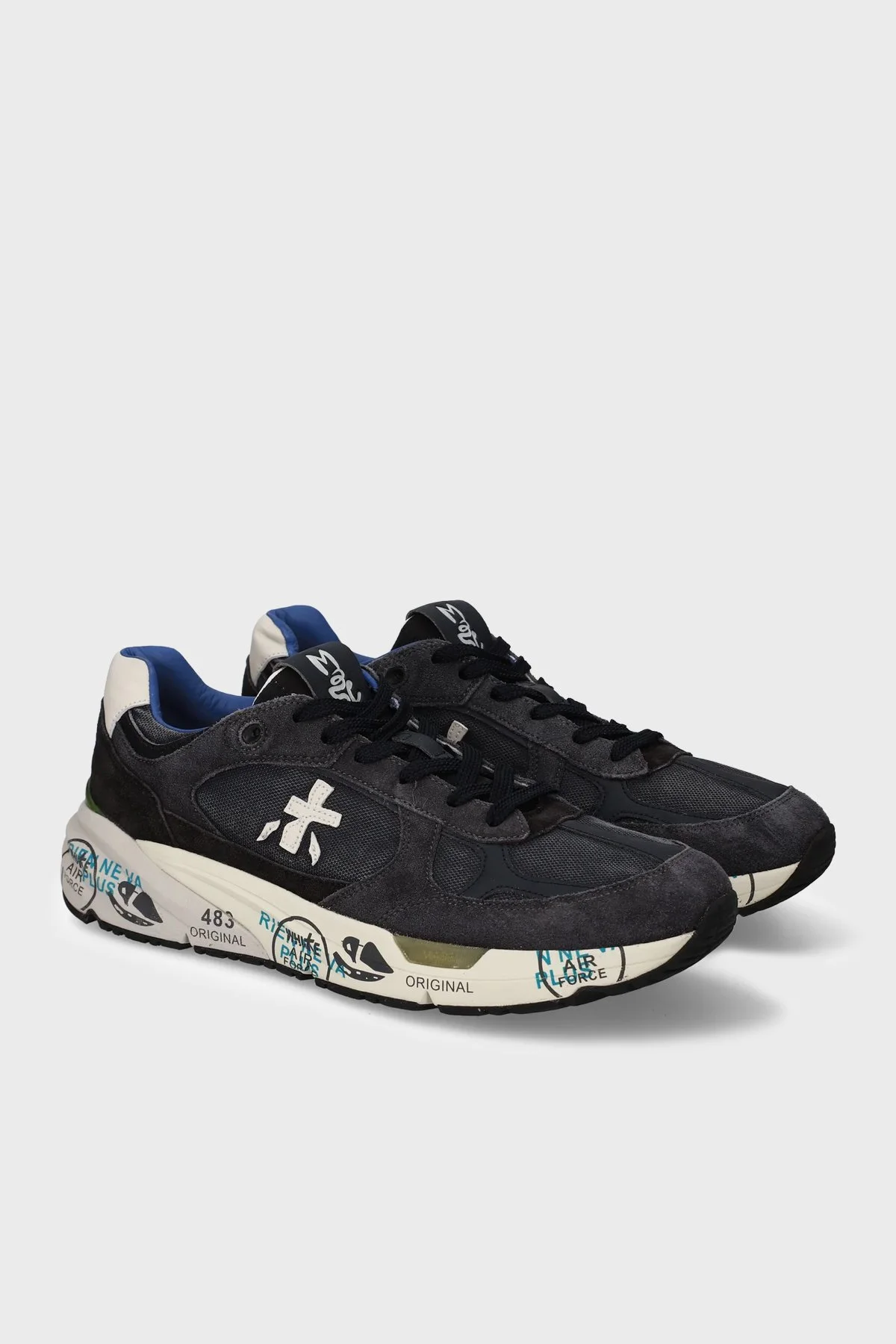 Premiata Logolu Deri Karışımlı Sneaker Erkek Ayakkabı MASE 8014 LACİVERT - 3