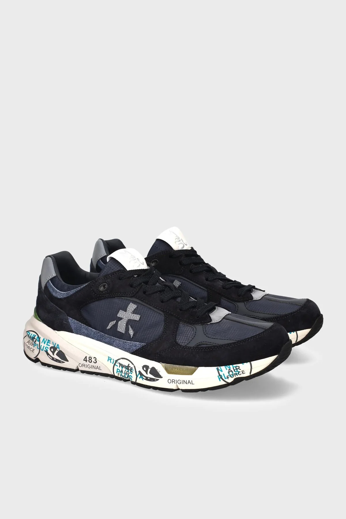 Premiata Logolu Deri Karışımlı Sneaker Erkek Ayakkabı MASE 8020 LACİVERT - 3