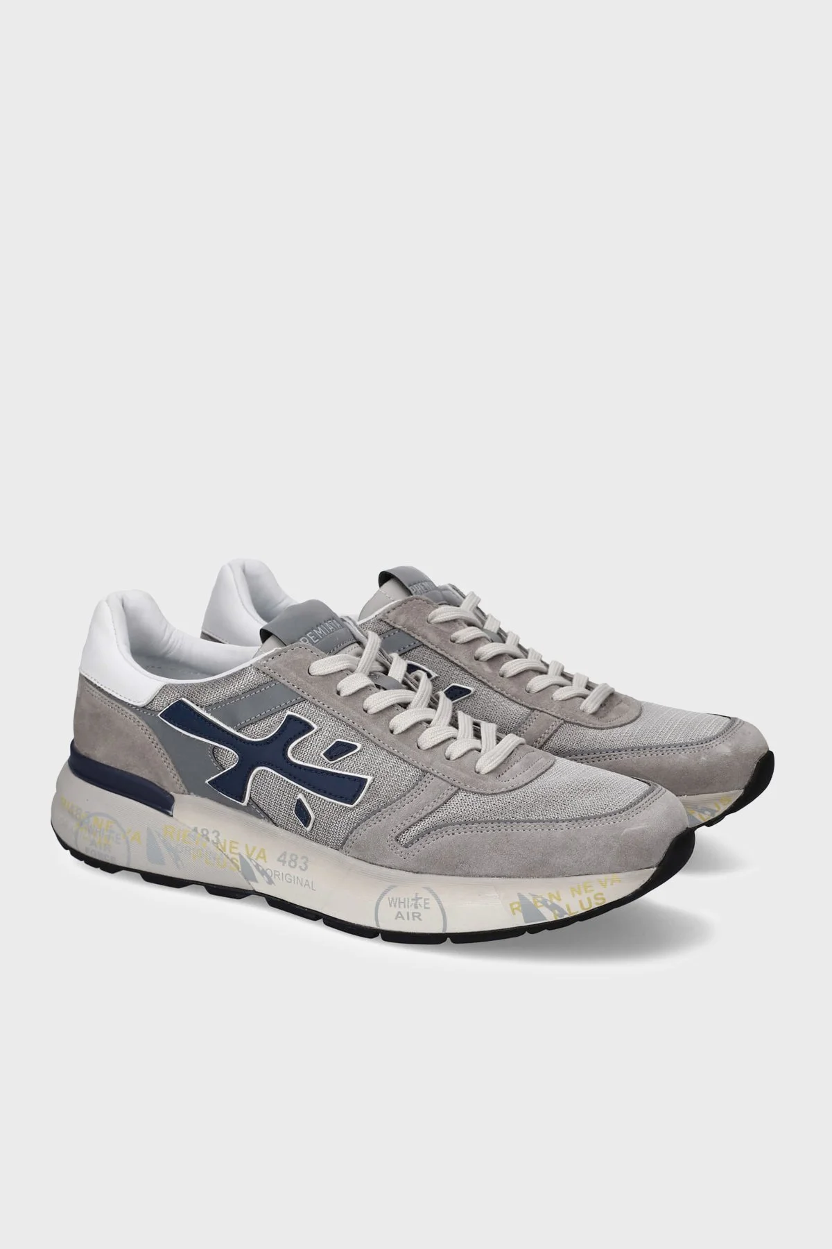 Premiata Logolu Deri Karışımlı Sneaker Erkek Ayakkabı MICK 8001 GRİ - 3