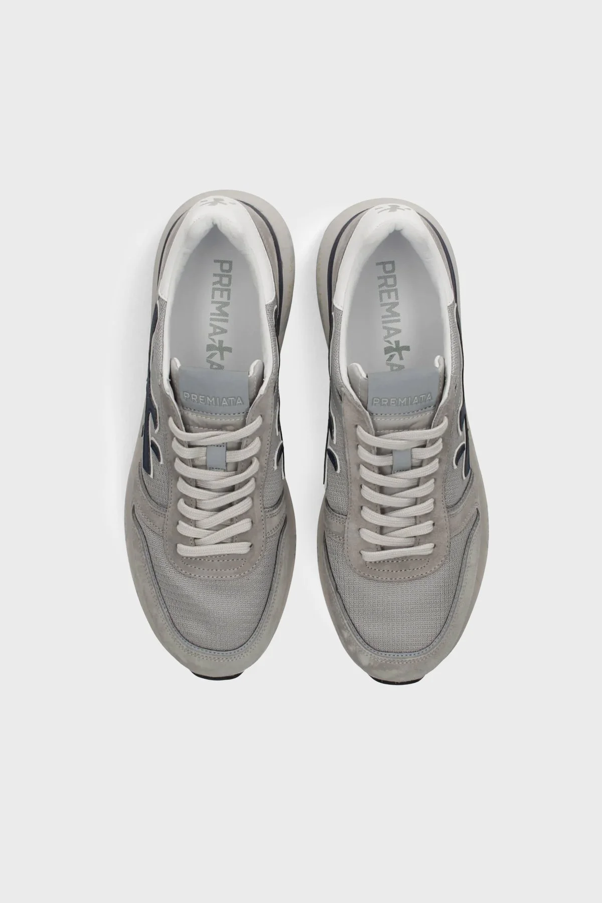 Premiata Logolu Deri Karışımlı Sneaker Erkek Ayakkabı MICK 8001 GRİ - 5