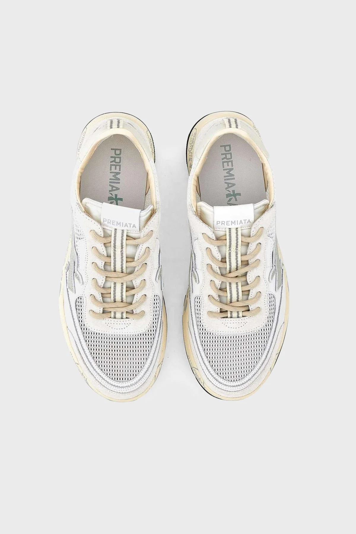 Premiata Logolu Deri Karışımlı Sneaker Erkek Ayakkabı NOUS 8106 BEYAZ - 3