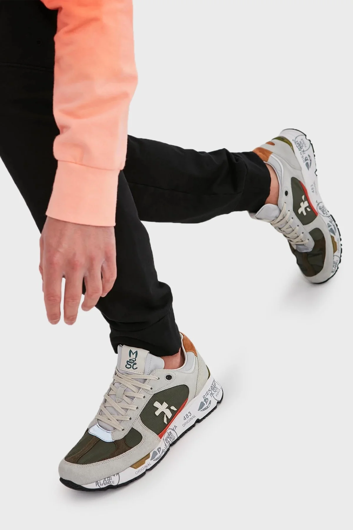 Premiata Logolu Deri Sneaker Erkek Ayakkabı MASE 6157 HAKİ-BEJ - 2