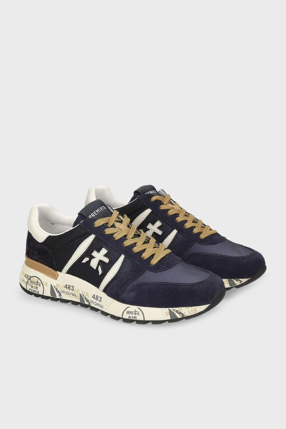 Premiata Logolu Hakiki Deri Karışımlı Sneaker Erkek Ayakkabı LANDER 6904 LACİVERT - 3