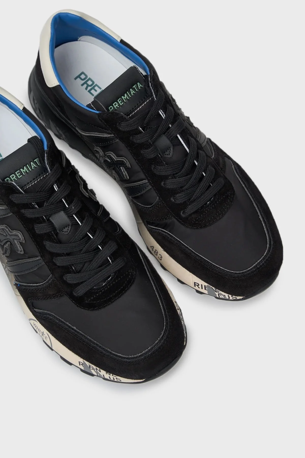 Premiata Logolu Hakiki Deri Karışımlı Sneaker Erkek Ayakkabı LANDER 7079 SİYAH - 3