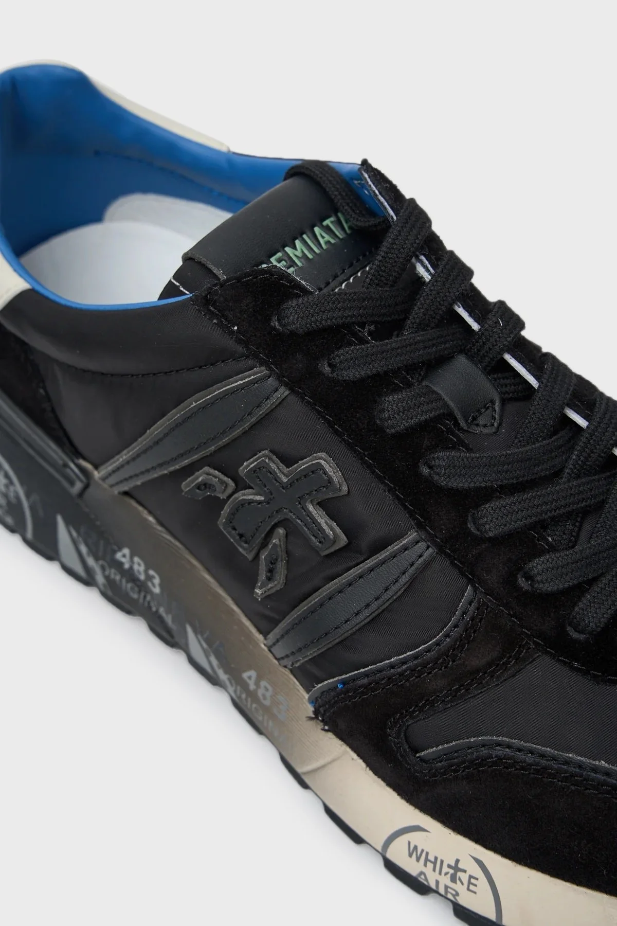 Premiata Logolu Hakiki Deri Karışımlı Sneaker Erkek Ayakkabı LANDER 7079 SİYAH - 5