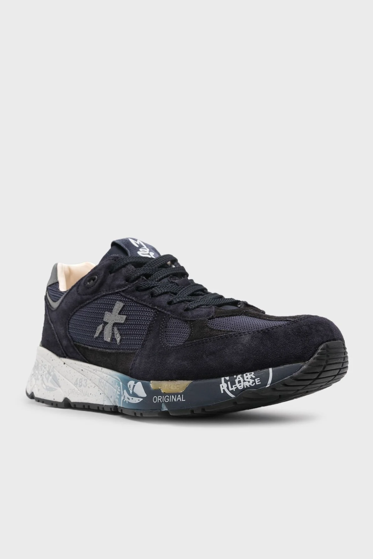 Premiata Logolu Hakiki Deri Karışımlı Sneaker Erkek Ayakkabı MASE 6887 LACİVERT - 2