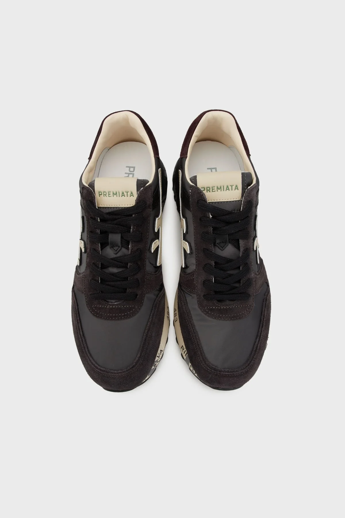 Premiata Logolu Hakiki Deri Karışımlı Sneaker Erkek Ayakkabı MICK 6872 LACİVERT-FÜME - 4