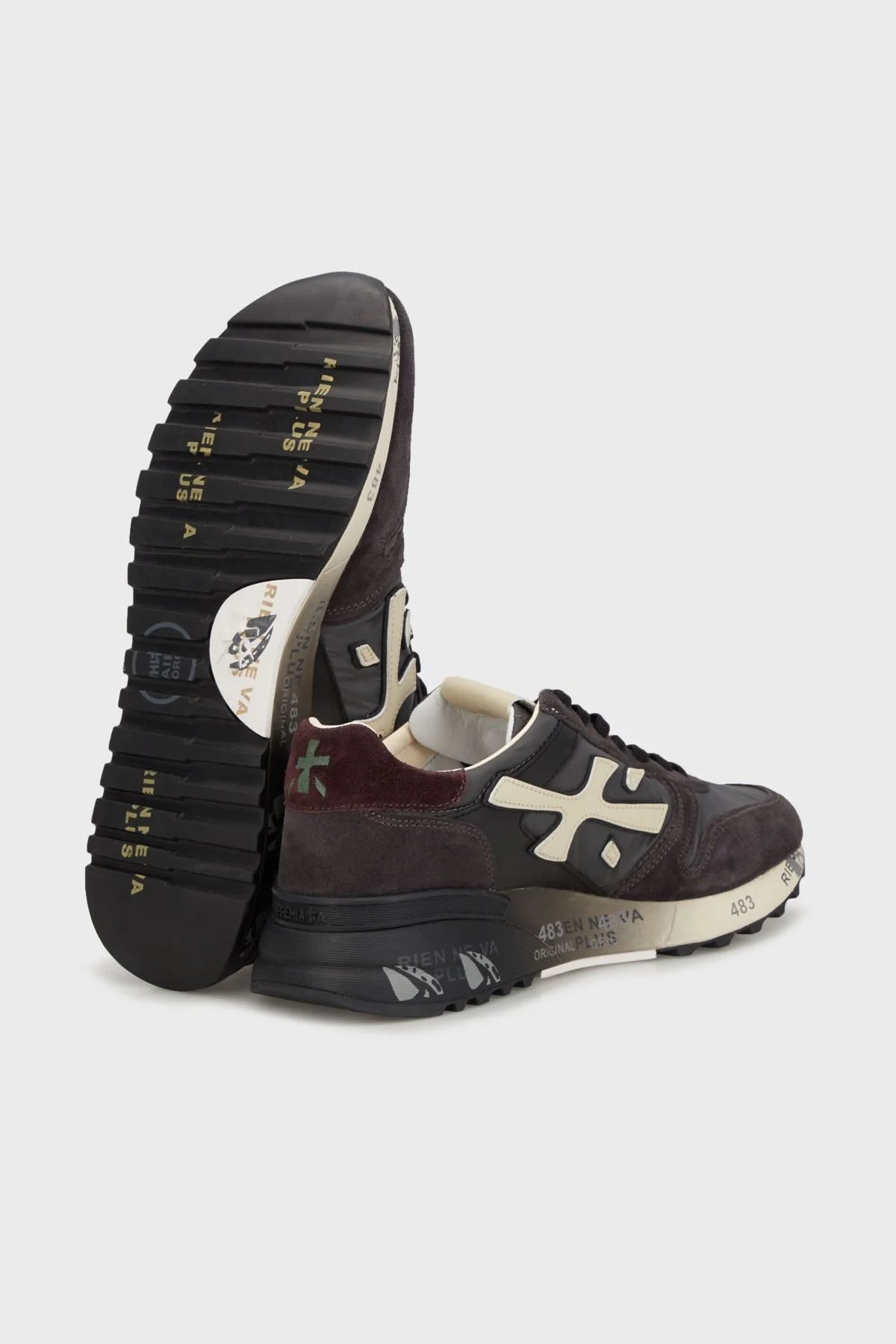 Premiata Logolu Hakiki Deri Karışımlı Sneaker Erkek Ayakkabı MICK 6872 LACİVERT-FÜME - 5