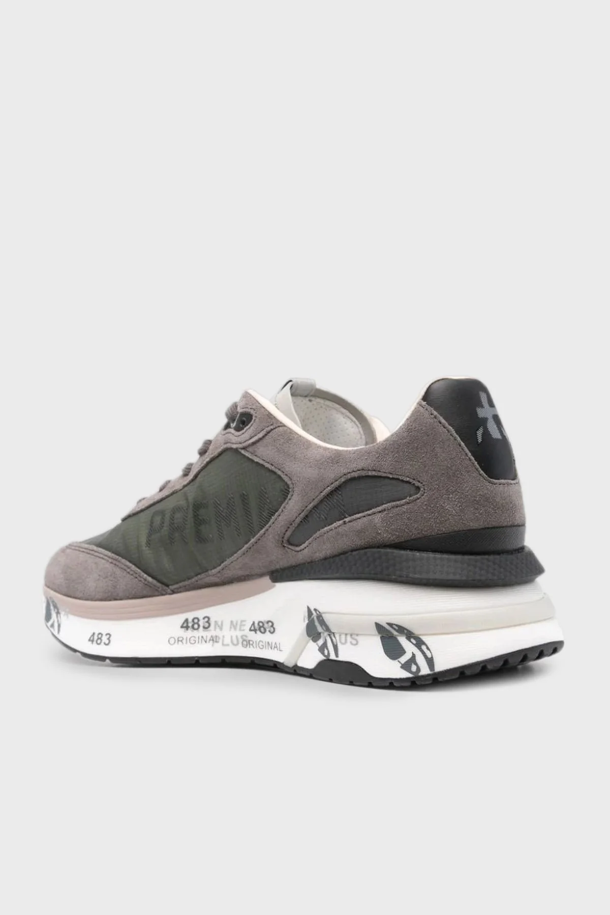 Premiata Logolu Hakiki Deri Karışımlı Sneaker Erkek Ayakkabı MOERUN 7106 Haki-Füme - 3