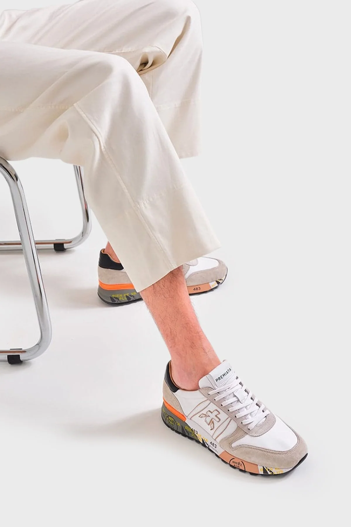 Premiata Logolu Hakiki Deri Sneaker Erkek Ayakkabı LANDER 5678 BEYAZ - 2