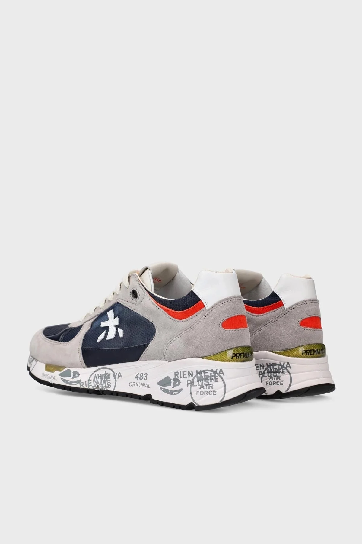 Premiata Logolu Hakiki Deri Sneaker Erkek Ayakkabı MASE 6154 GRİ-LACİVERT - 5