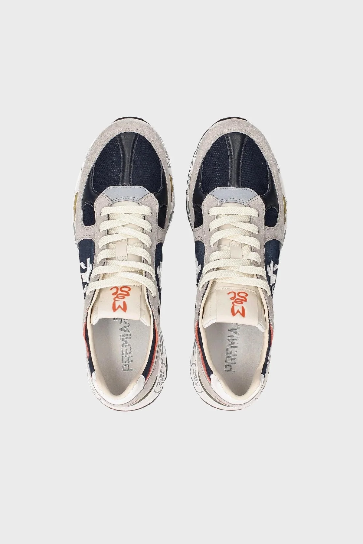 Premiata Logolu Hakiki Deri Sneaker Erkek Ayakkabı MASE 6154 GRİ-LACİVERT - 6