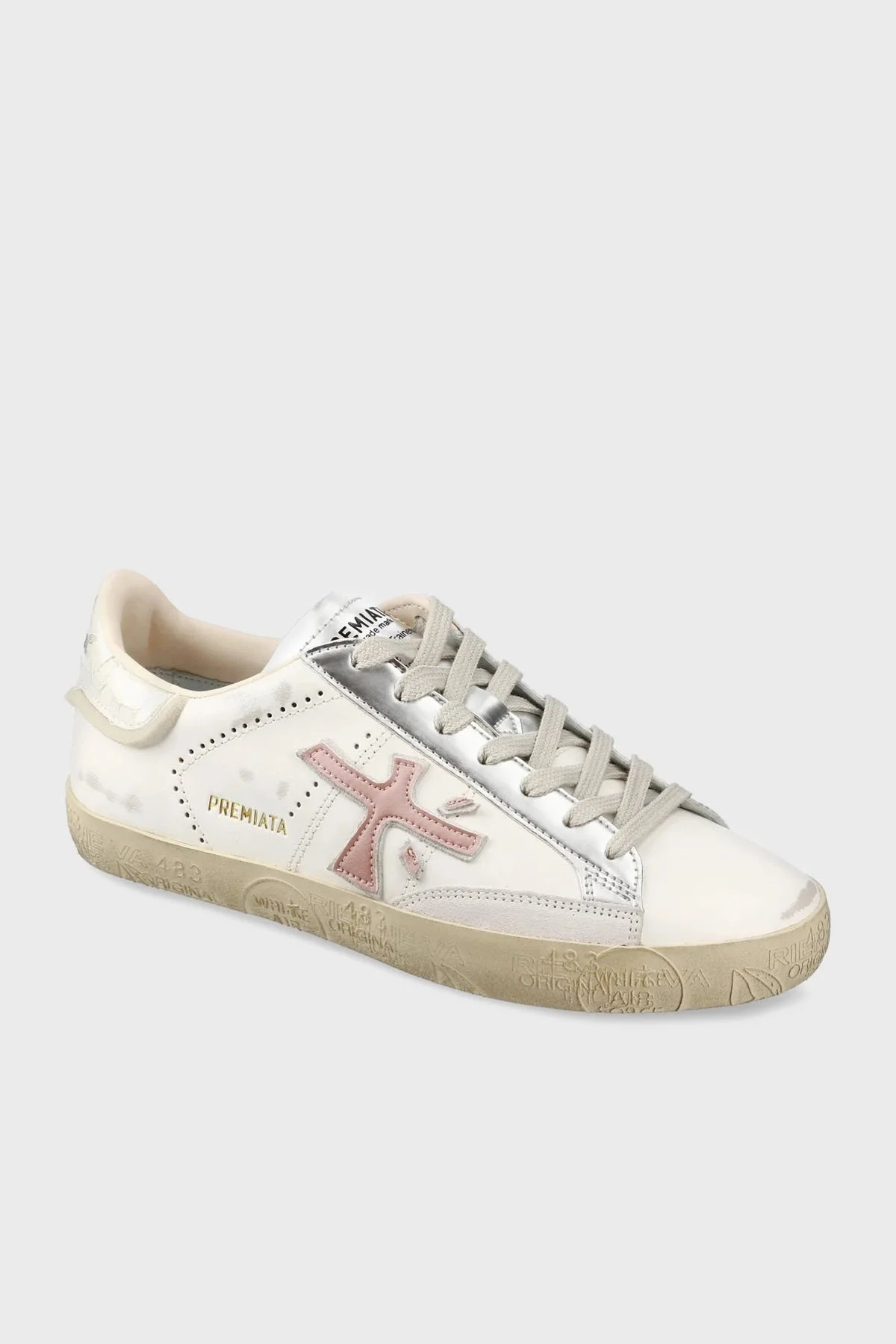 Premiata Logolu Hakiki Deri Vintage Sneaker Bayan Ayakkabı STEVEND 7281 EKRU - 9