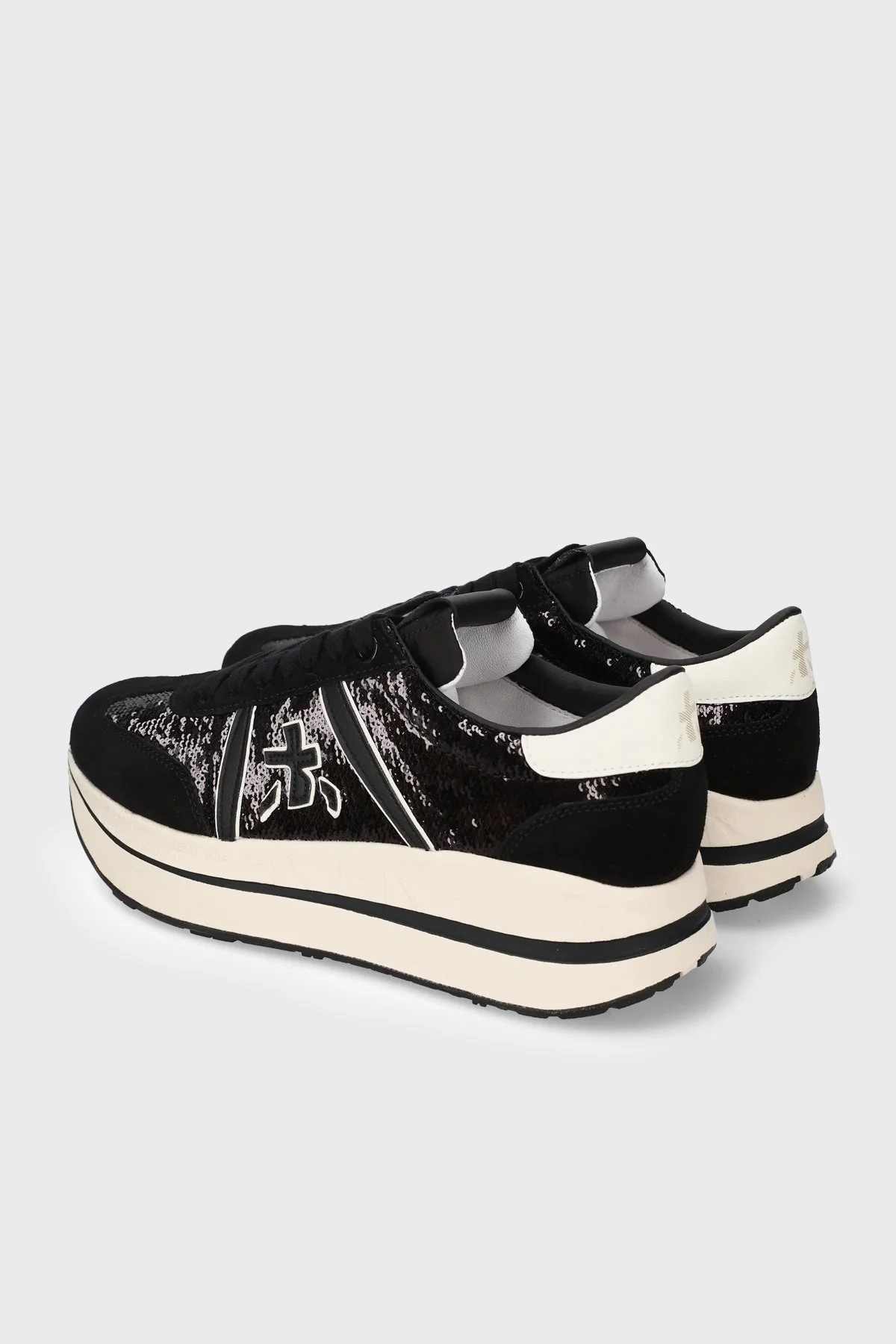 Premiata Logolu Kalın Taban Sneaker Kadın Ayakkabı BETHCOIN 8504 Siyah - 5