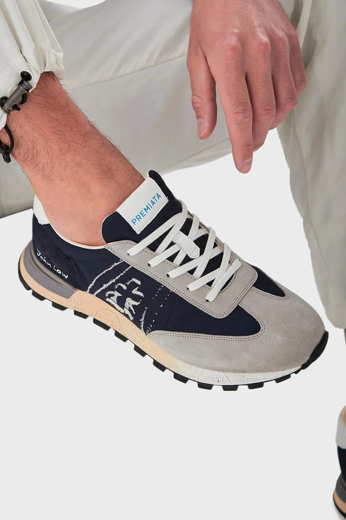 Premiata Logolu Sneaker Erkek Ayakkabı JOHN LOW 6203G LACİVERT-GRİ - 2