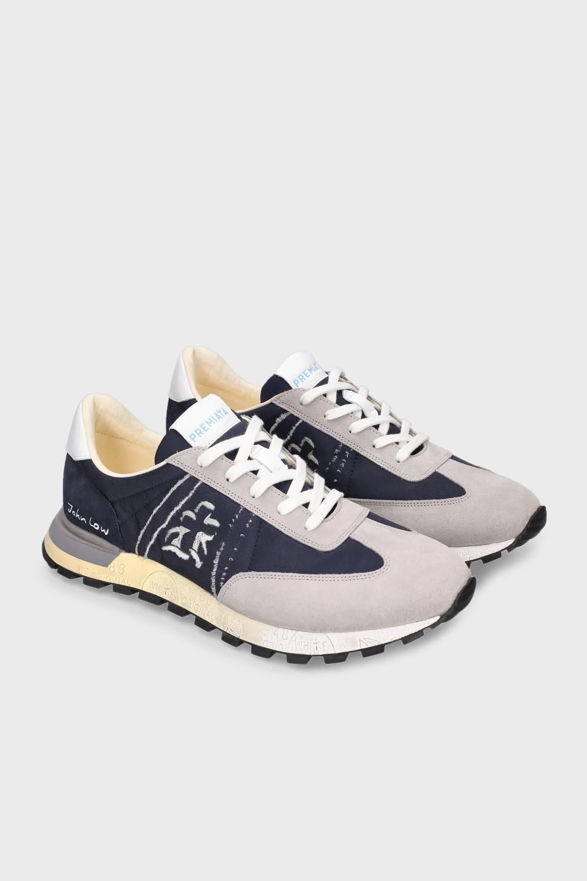 Premiata Logolu Sneaker Erkek Ayakkabı JOHN LOW 6203G LACİVERT-GRİ - 5