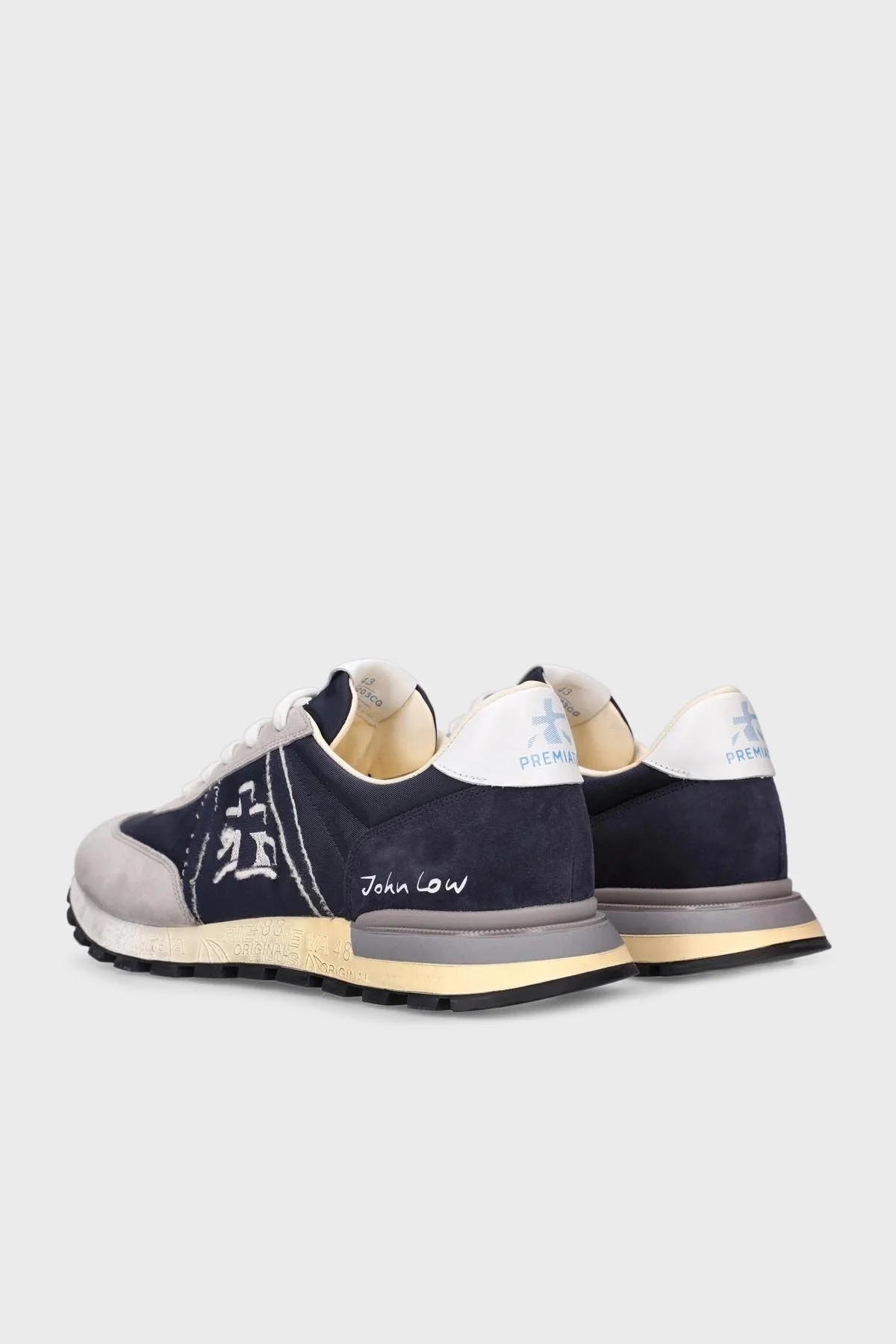 Premiata Logolu Sneaker Erkek Ayakkabı JOHN LOW 6203G LACİVERT-GRİ - 6