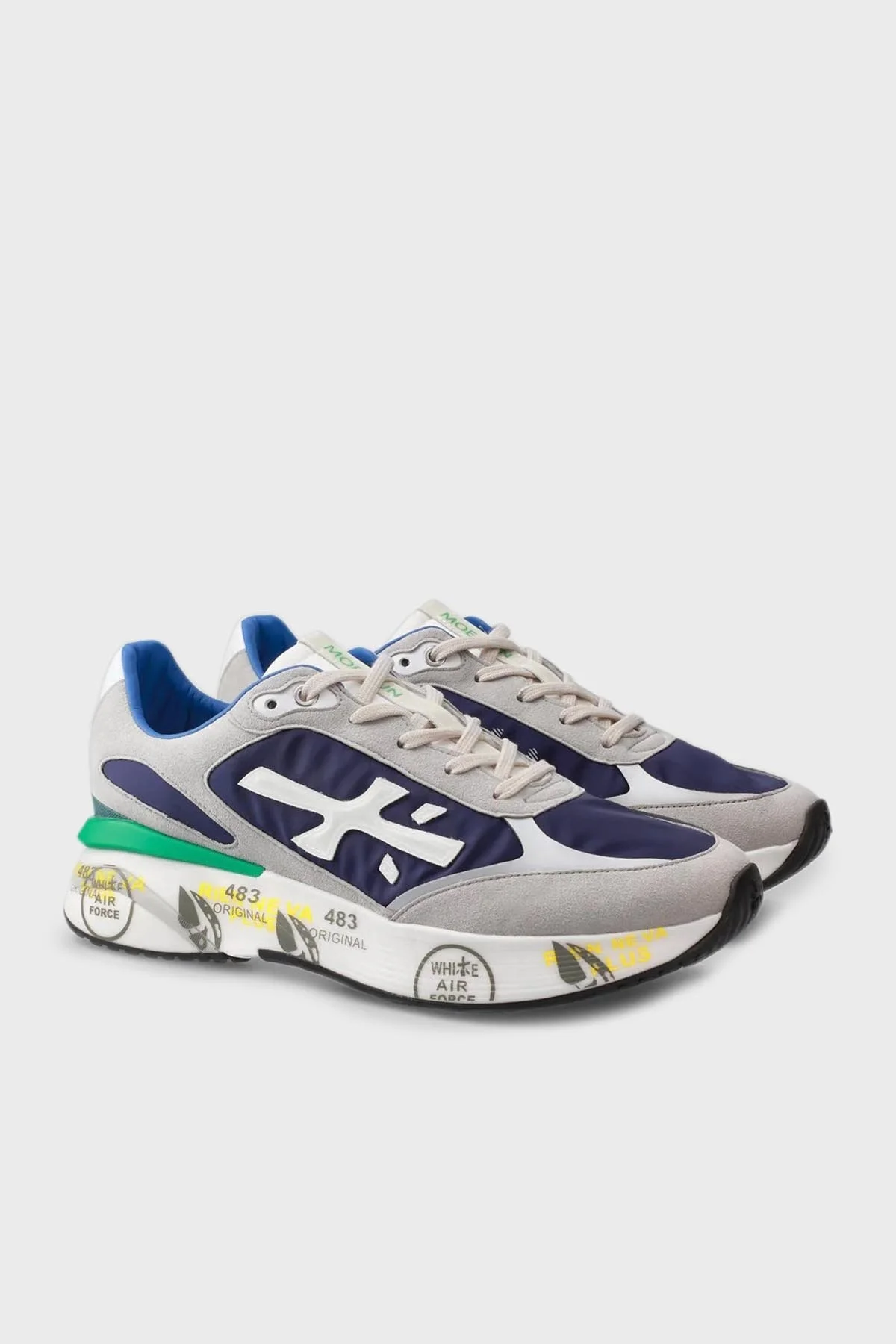Premiata Logolu Sneaker Erkek Ayakkabı MOE RUN 6334 LACİVERT-VİZON - 5