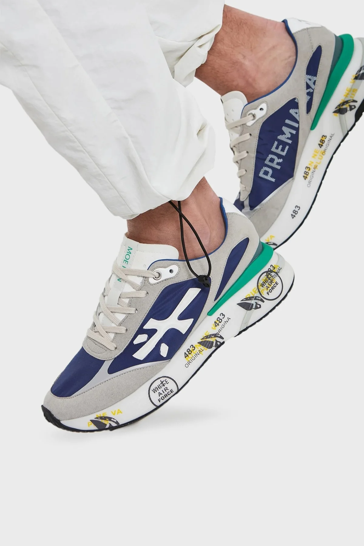 Premiata Logolu Sneaker Erkek Ayakkabı MOE RUN 6334 LACİVERT-VİZON - 10