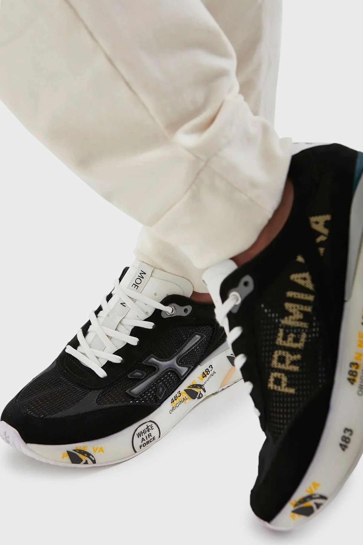 Premiata Logolu Sneaker Erkek Ayakkabı MOE RUN 6335 SİYAH - 2