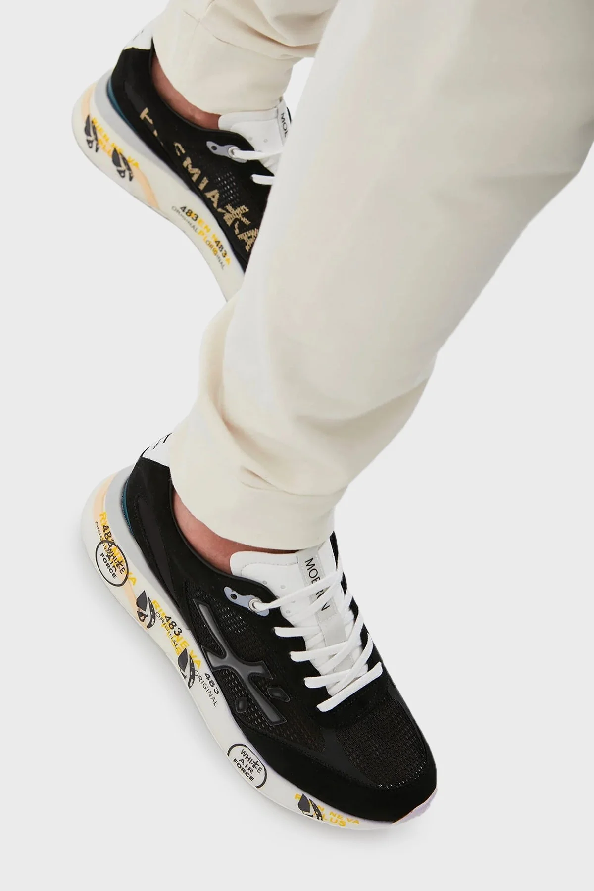 Premiata Logolu Sneaker Erkek Ayakkabı MOE RUN 6335 SİYAH - 4