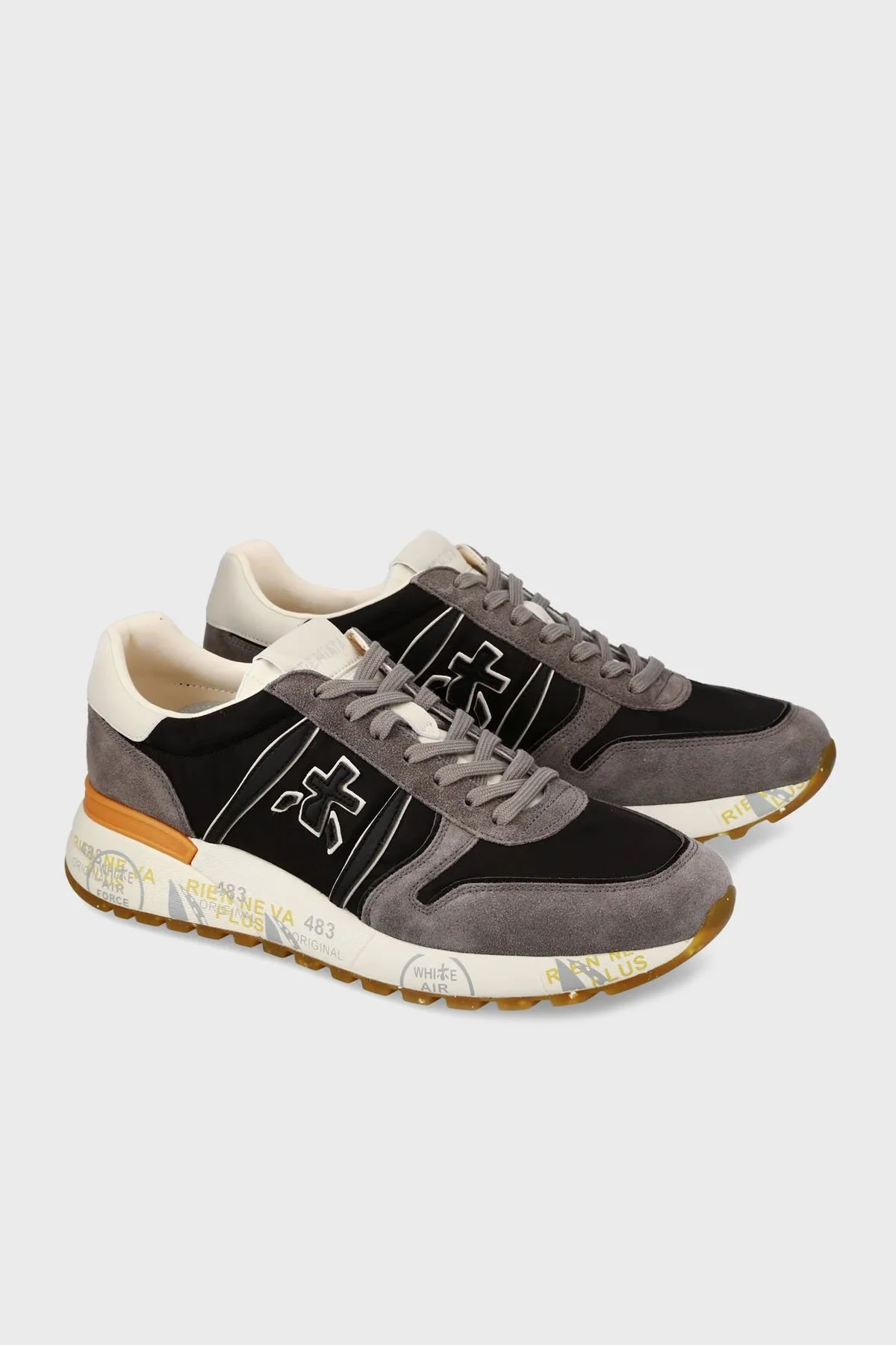 Premiata Logolu Süet Detaylı Sneaker Erkek Ayakkabı LANDER 7207 SİYAH-GRİ - 9