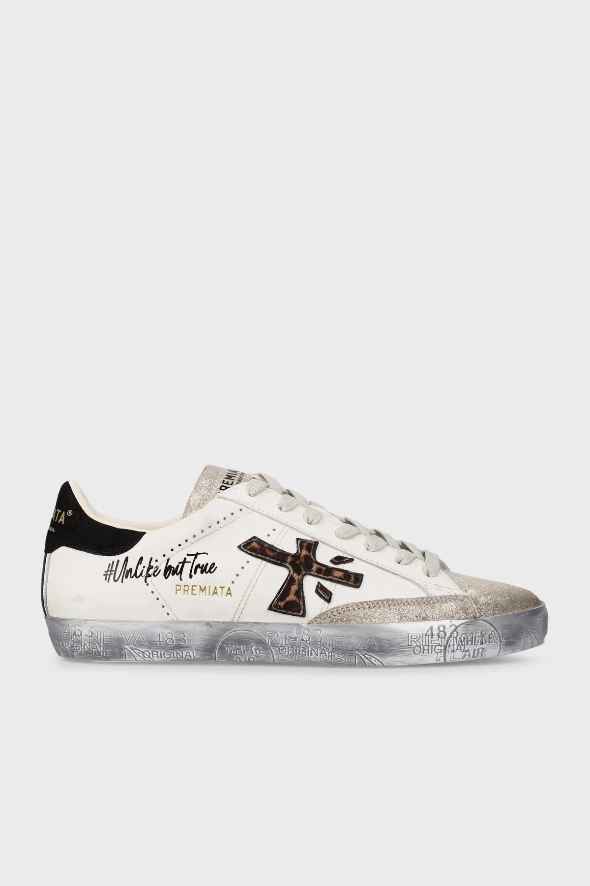 Premiata Sim Detaylı Logolu Deri Sneaker Bayan Ayakkabı STEVEND 7605 BEYAZ-GÜMÜŞ - 1