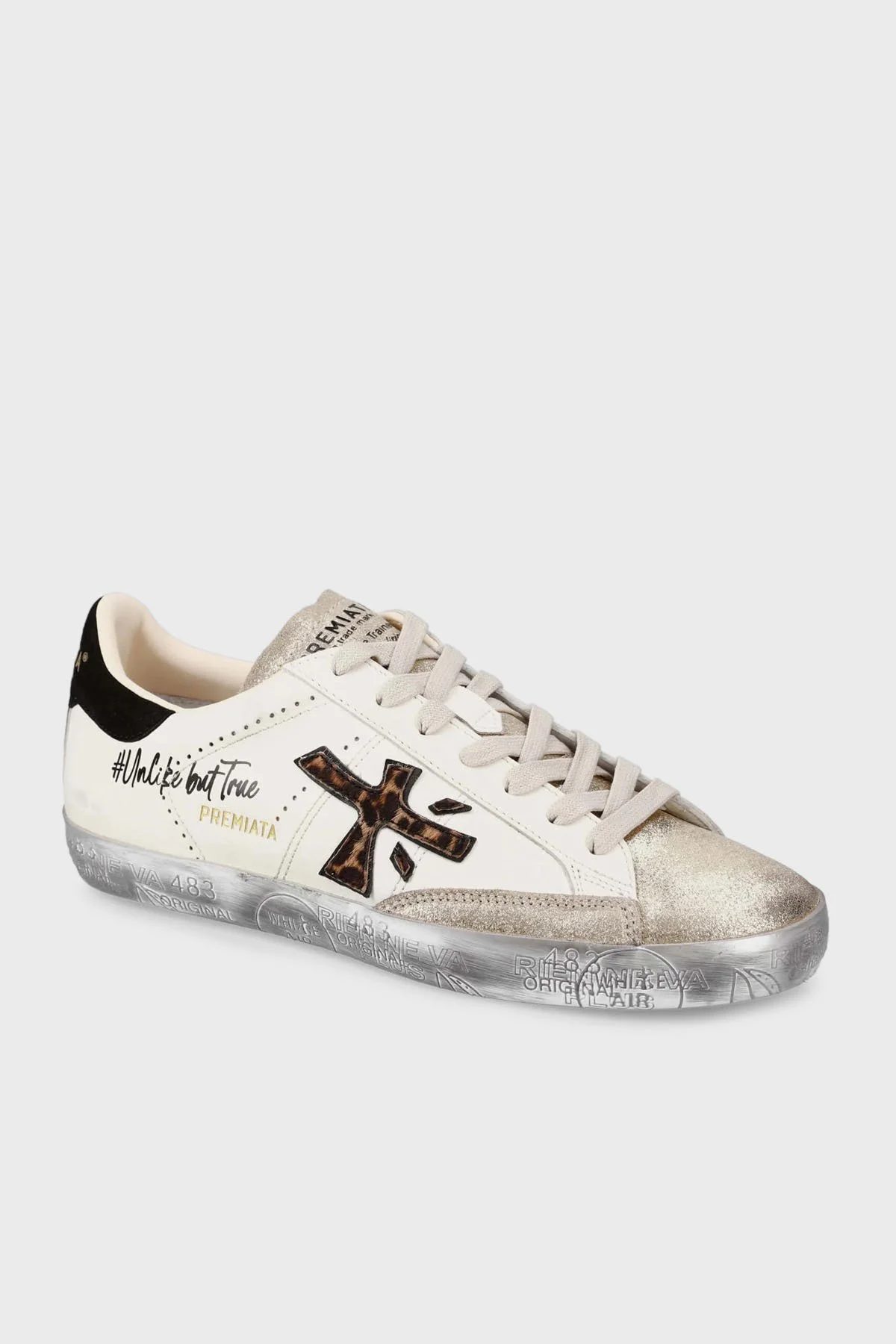Premiata Sim Detaylı Logolu Deri Sneaker Bayan Ayakkabı STEVEND 7605 BEYAZ-GÜMÜŞ - 5