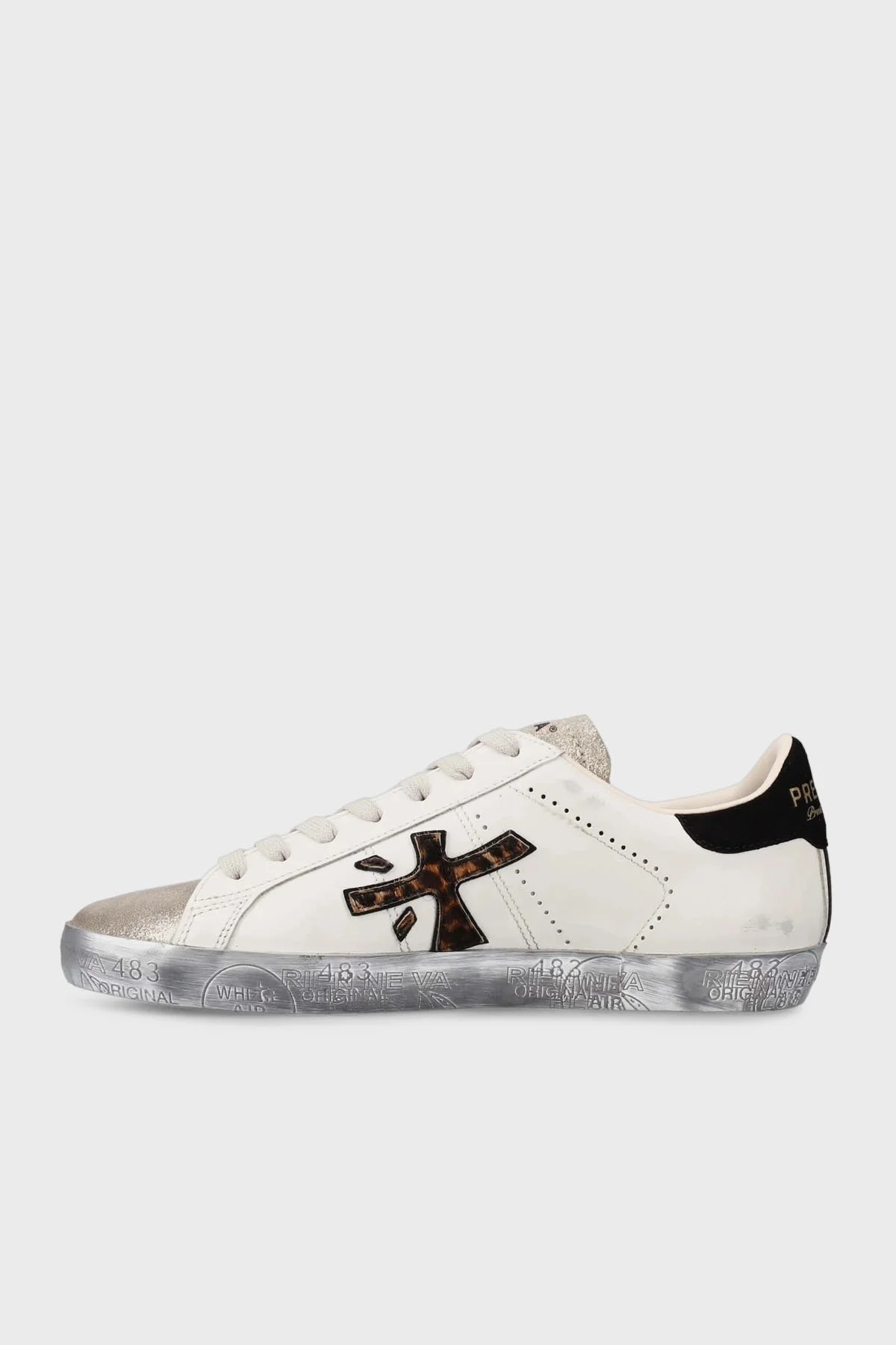 Premiata Sim Detaylı Logolu Deri Sneaker Bayan Ayakkabı STEVEND 7605 BEYAZ-GÜMÜŞ - 6