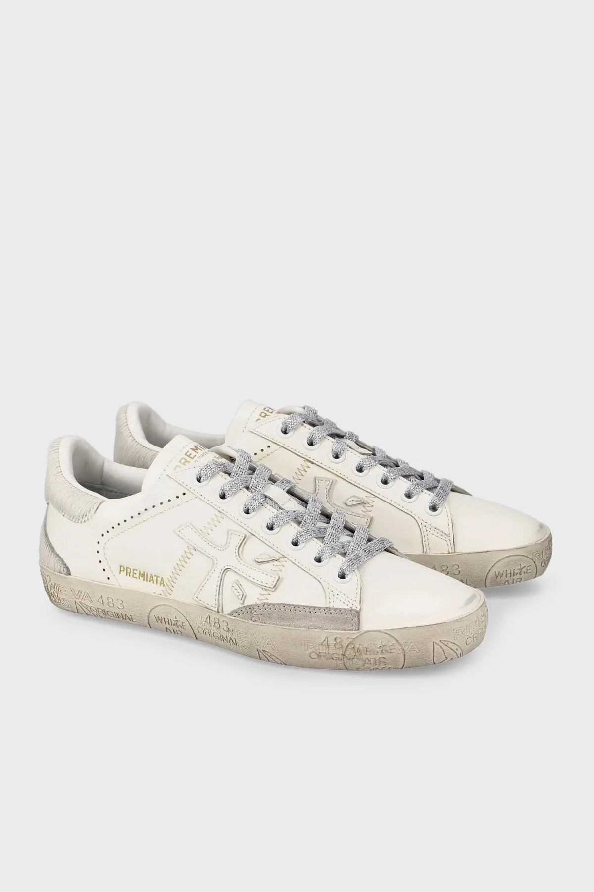 Premiata Simli Bağcık Detaylı Deri Logolu Sneaker Bayan Ayakkabı STEVEND 7608 EKRU - 2