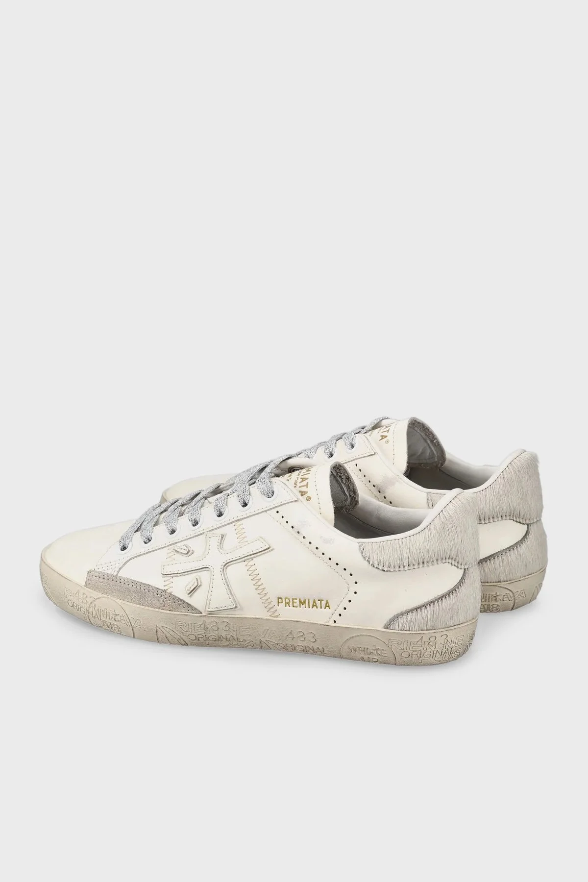 Premiata Simli Bağcık Detaylı Deri Logolu Sneaker Bayan Ayakkabı STEVEND 7608 EKRU - 6