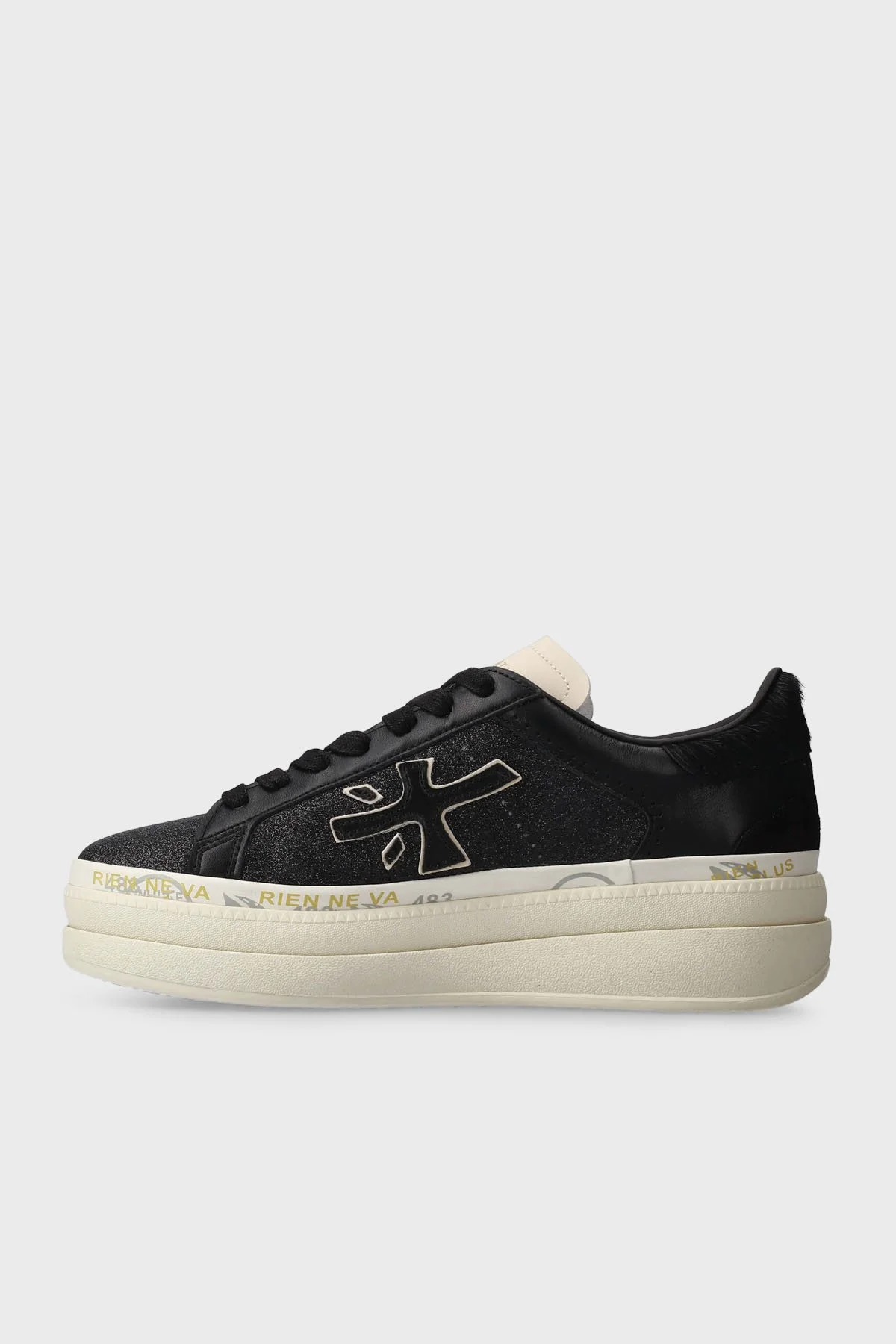 Premiata Simli Deri Karışımlı Sneaker Kadın Ayakkabı CLAUDIA 7755 SİYAH - 5