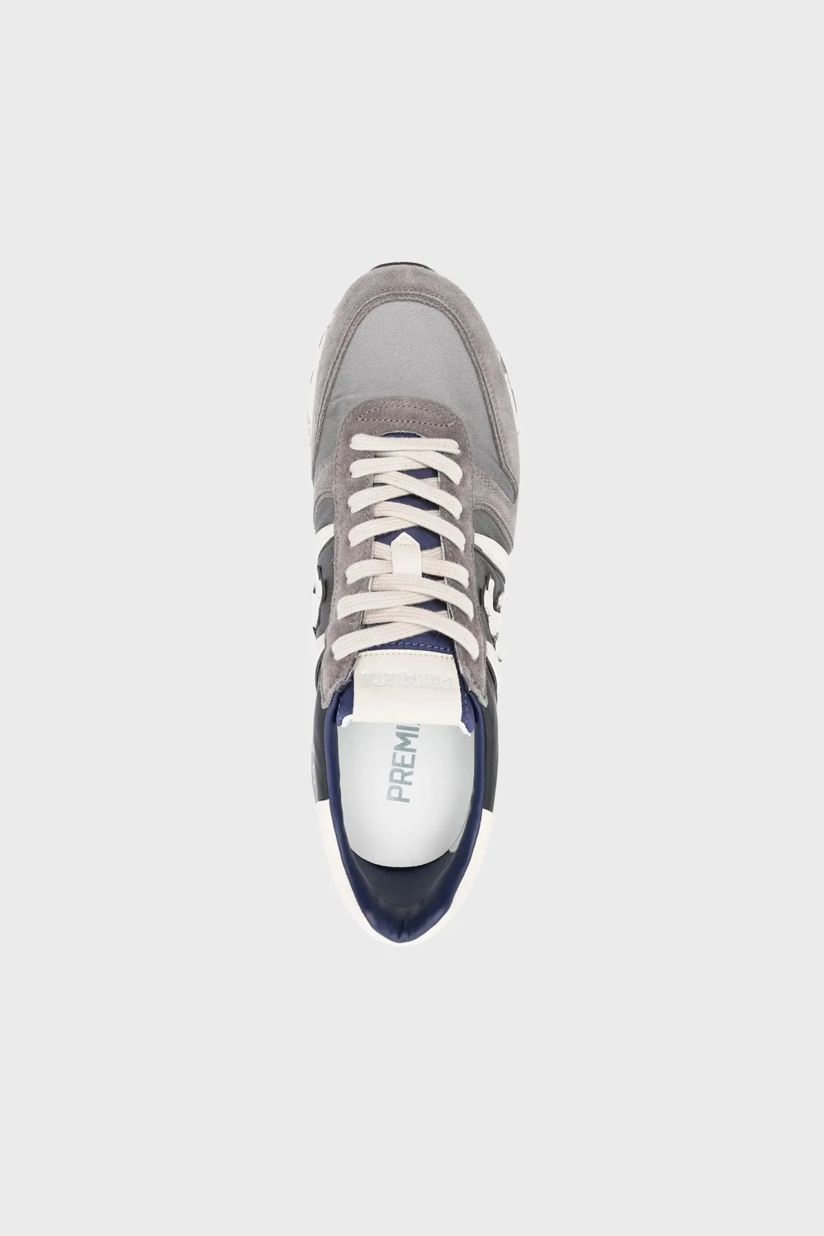 Premiata Süet Deri Logolu Bağcıklı Sneaker Erkek Ayakkabı LANDER 6906 GRİ - 4