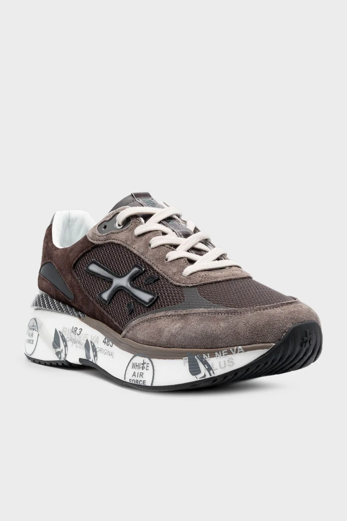 Premiata Süet Detaylı Kalın Tabanlı Logolu Sneaker Erkek Ayakkabı MOERUN 6446 KAHVE-GRİ - 2