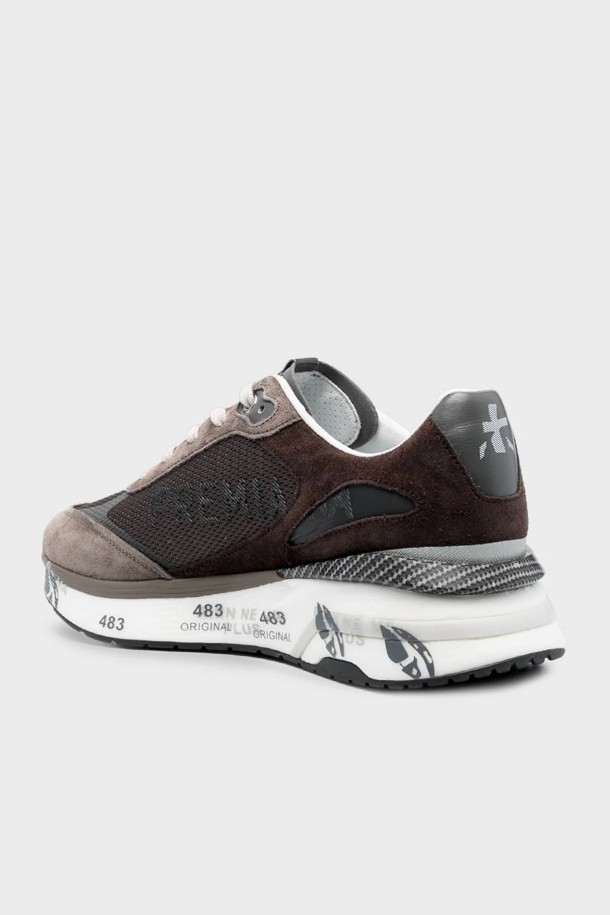 Premiata Süet Detaylı Kalın Tabanlı Logolu Sneaker Erkek Ayakkabı MOERUN 6446 KAHVE-GRİ - 3