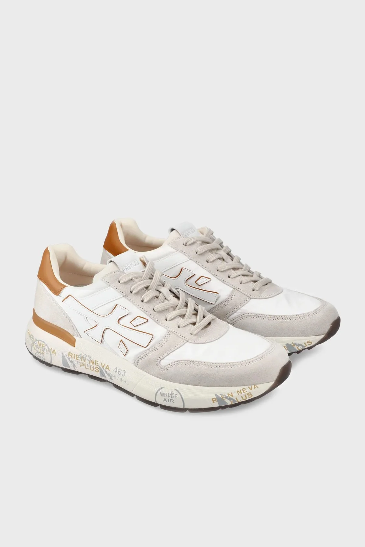 Premiata Süet Detaylı Logolu Sneaker Erkek Ayakkabı MICK 7208 EKRU - 9