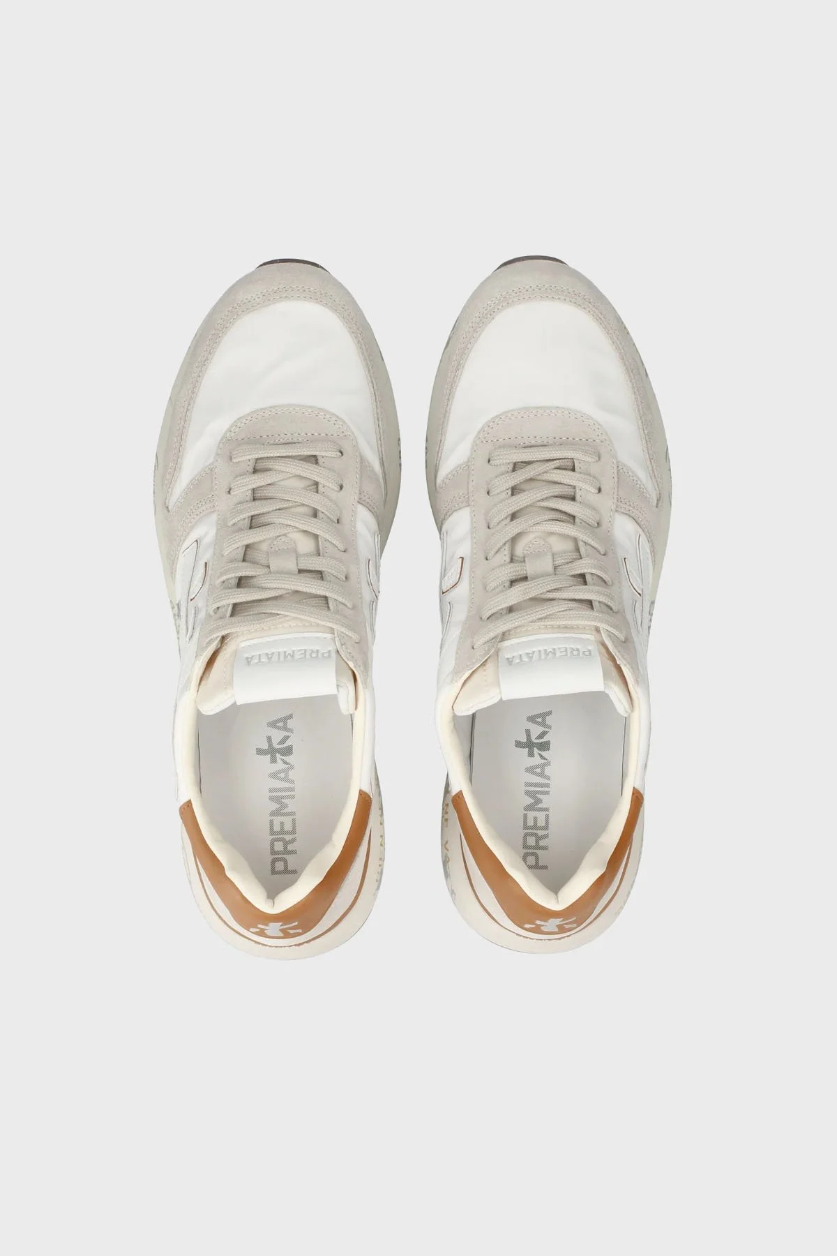 Premiata Süet Detaylı Logolu Sneaker Erkek Ayakkabı MICK 7208 EKRU - 12