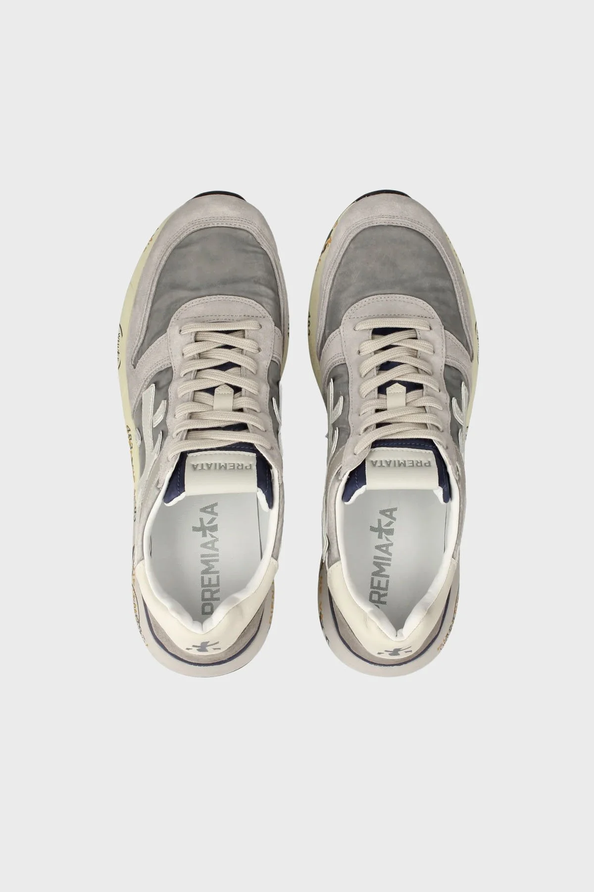 Premiata Süet Detaylı Logolu Sneaker Erkek Ayakkabı MICK 7217 GRİ - 10