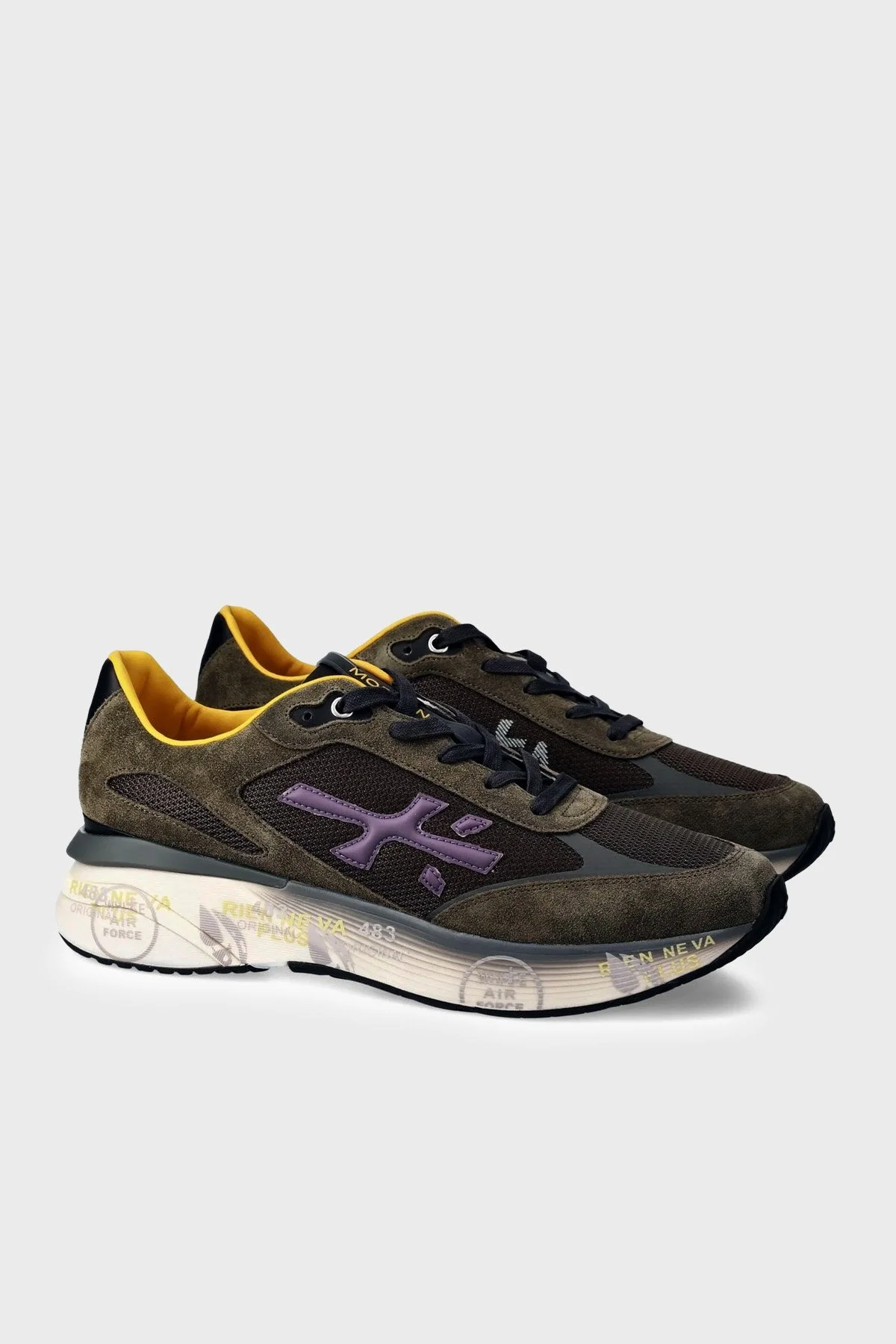 Premiata Süet Detaylı Sneaker Erkek Ayakkabı MOERUN 7771 Haki - 2