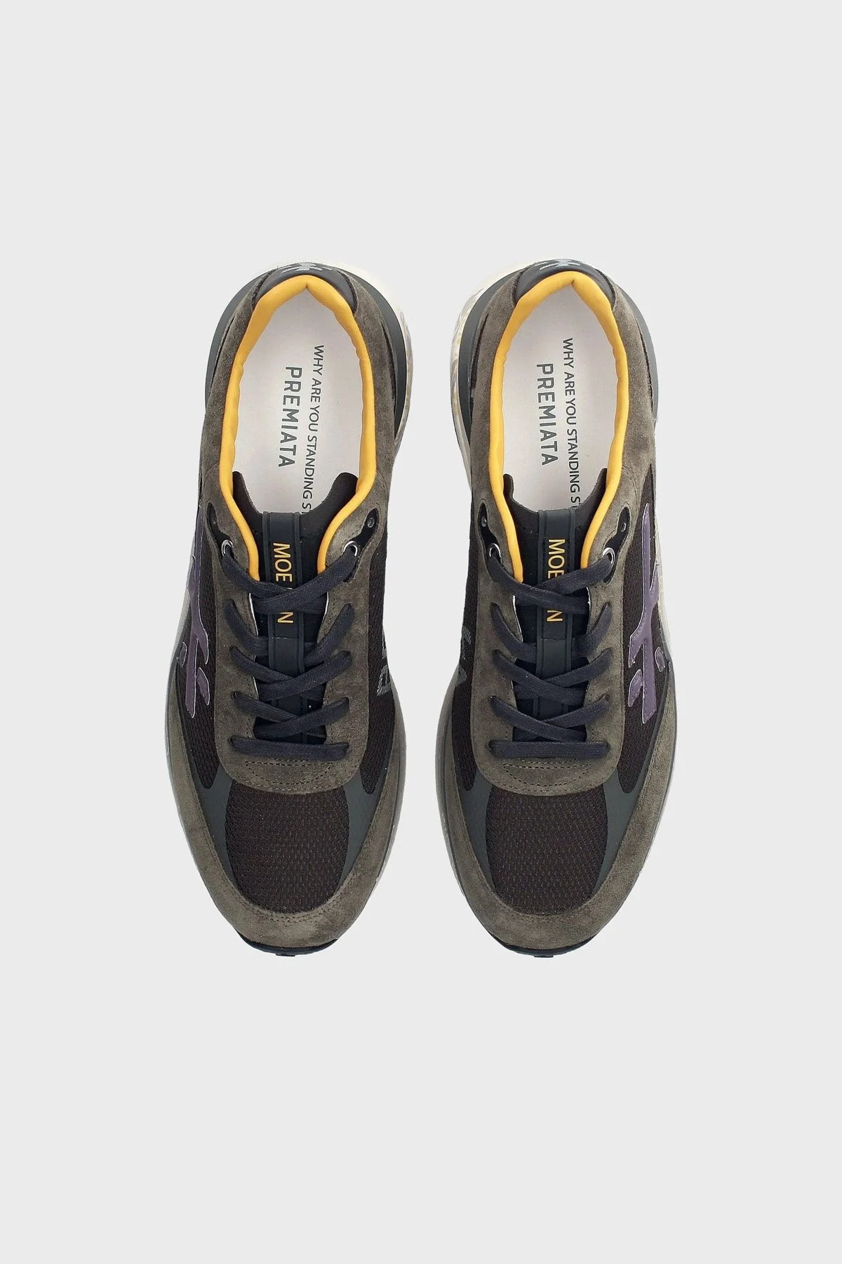 Premiata Süet Detaylı Sneaker Erkek Ayakkabı MOERUN 7771 Haki - 3