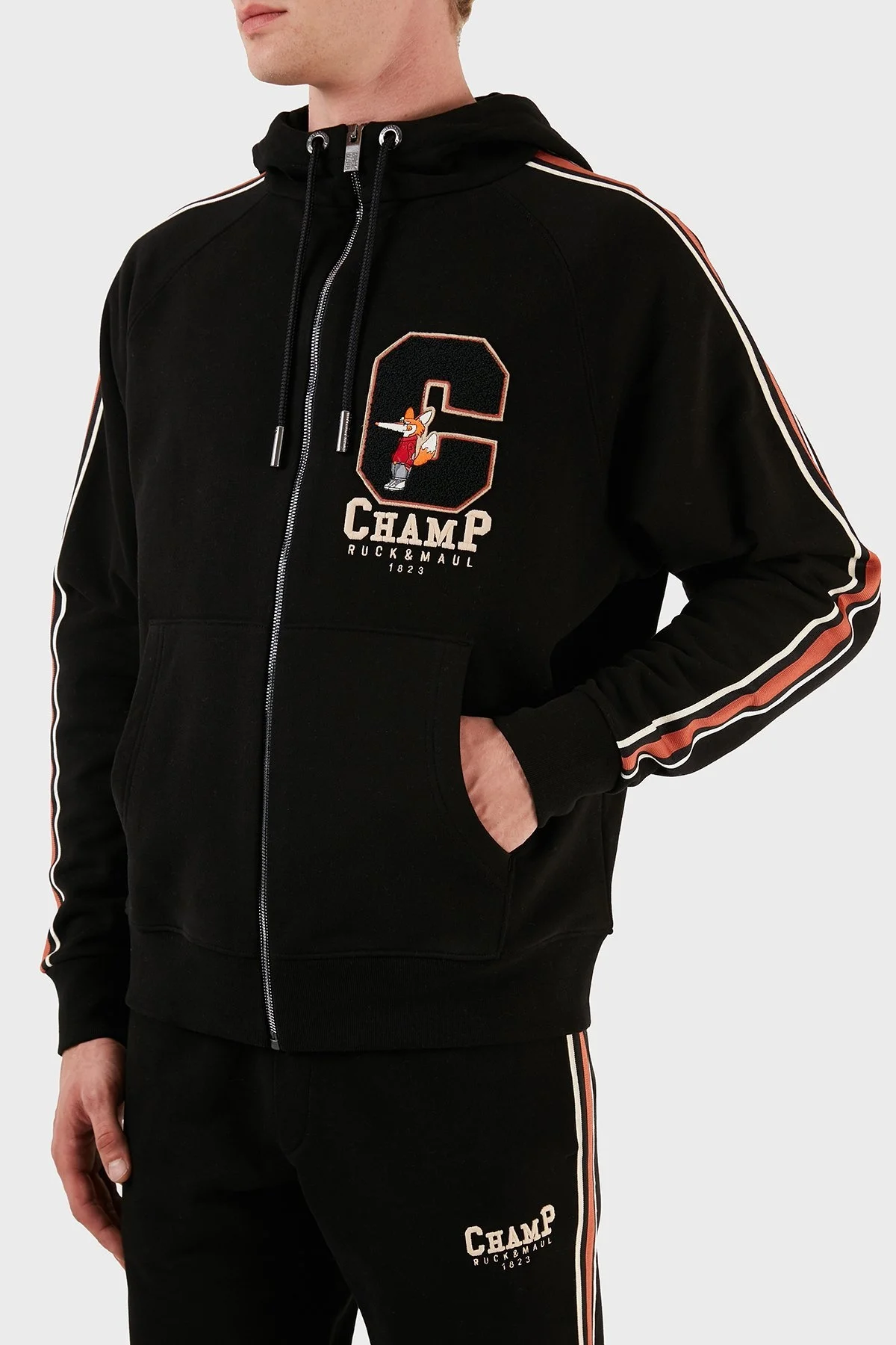 Ruck & Maul % 100 Pamuk Oversize Kapüşonlu Spor Erkek Ceket RMM545000003 24286 SİYAH - 8