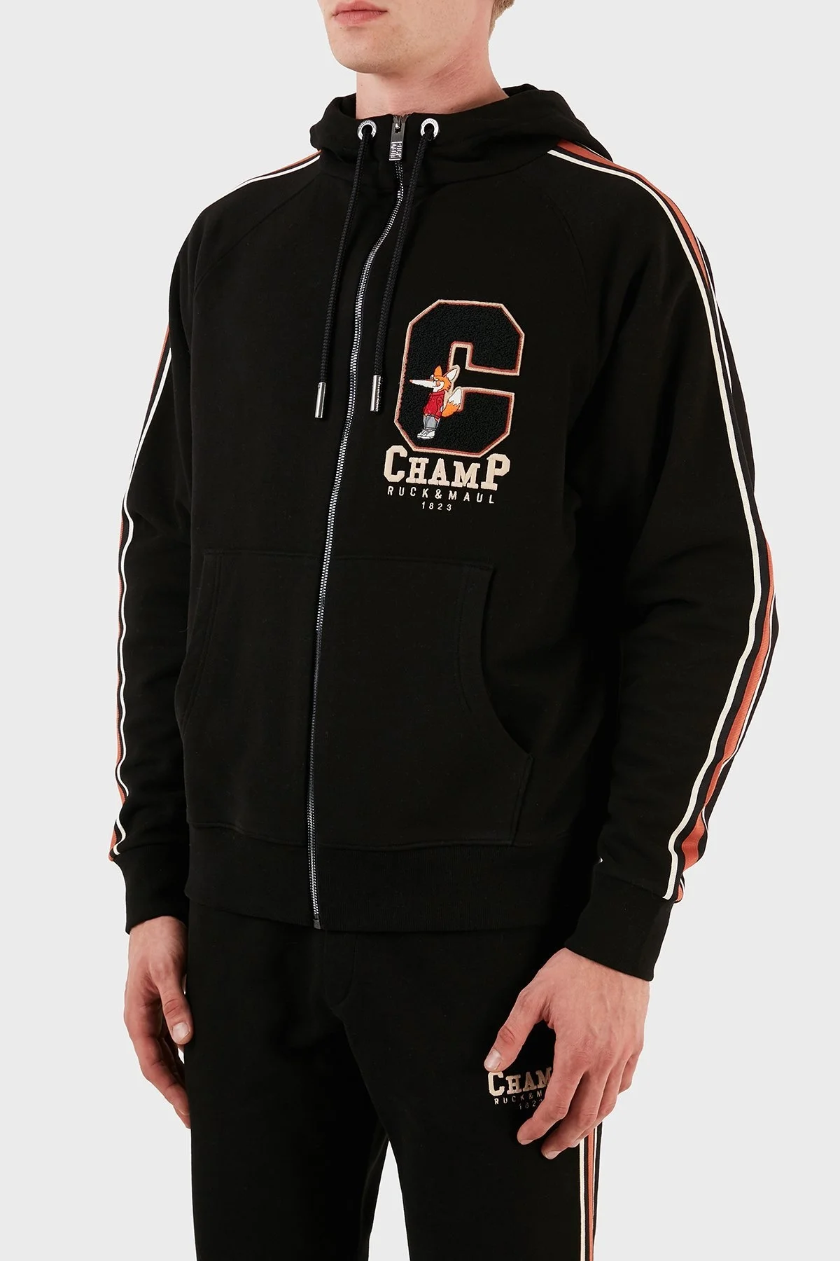 Ruck & Maul % 100 Pamuk Oversize Kapüşonlu Spor Erkek Ceket RMM545000003 24286 SİYAH - 12