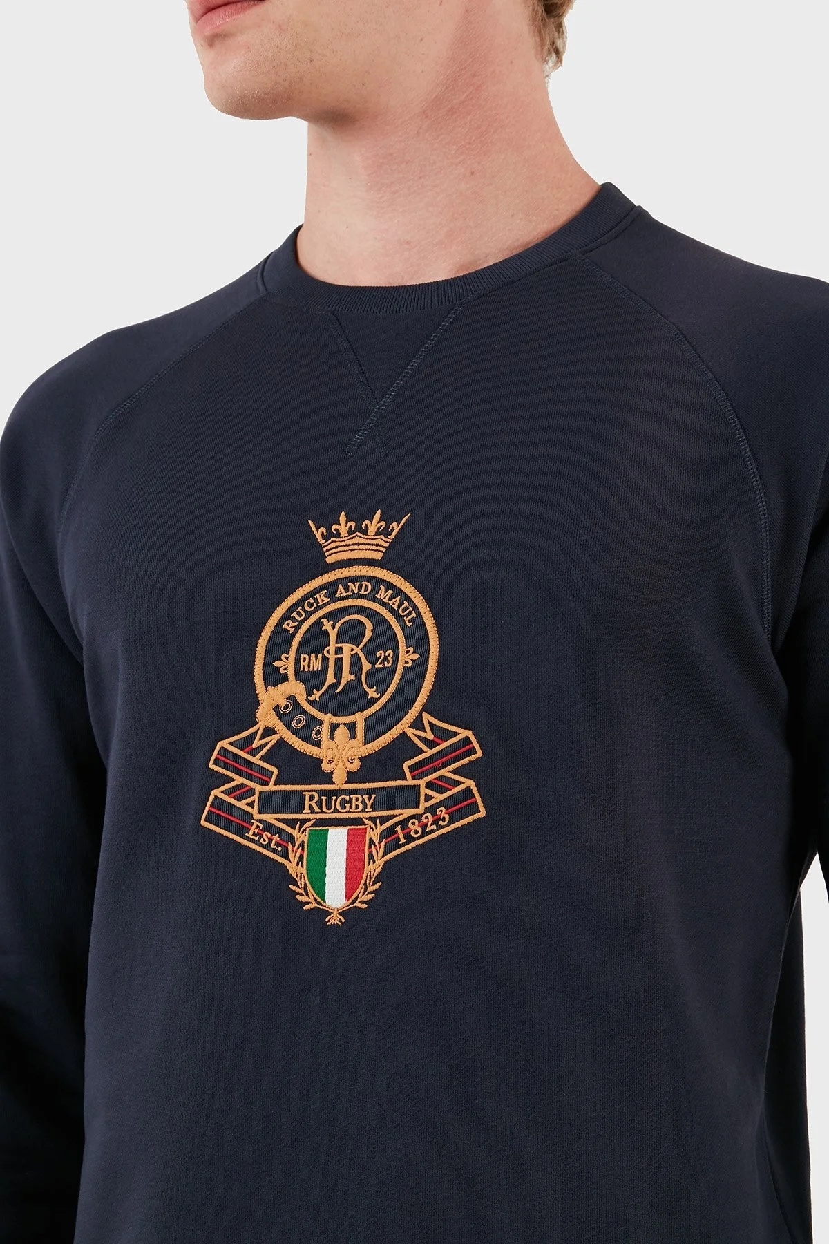 Ruck & Maul % 100 Pamuk Regular Fit Bisiklet Yaka Erkek Sweat RMM087000006 24292 LACİVERT - 4