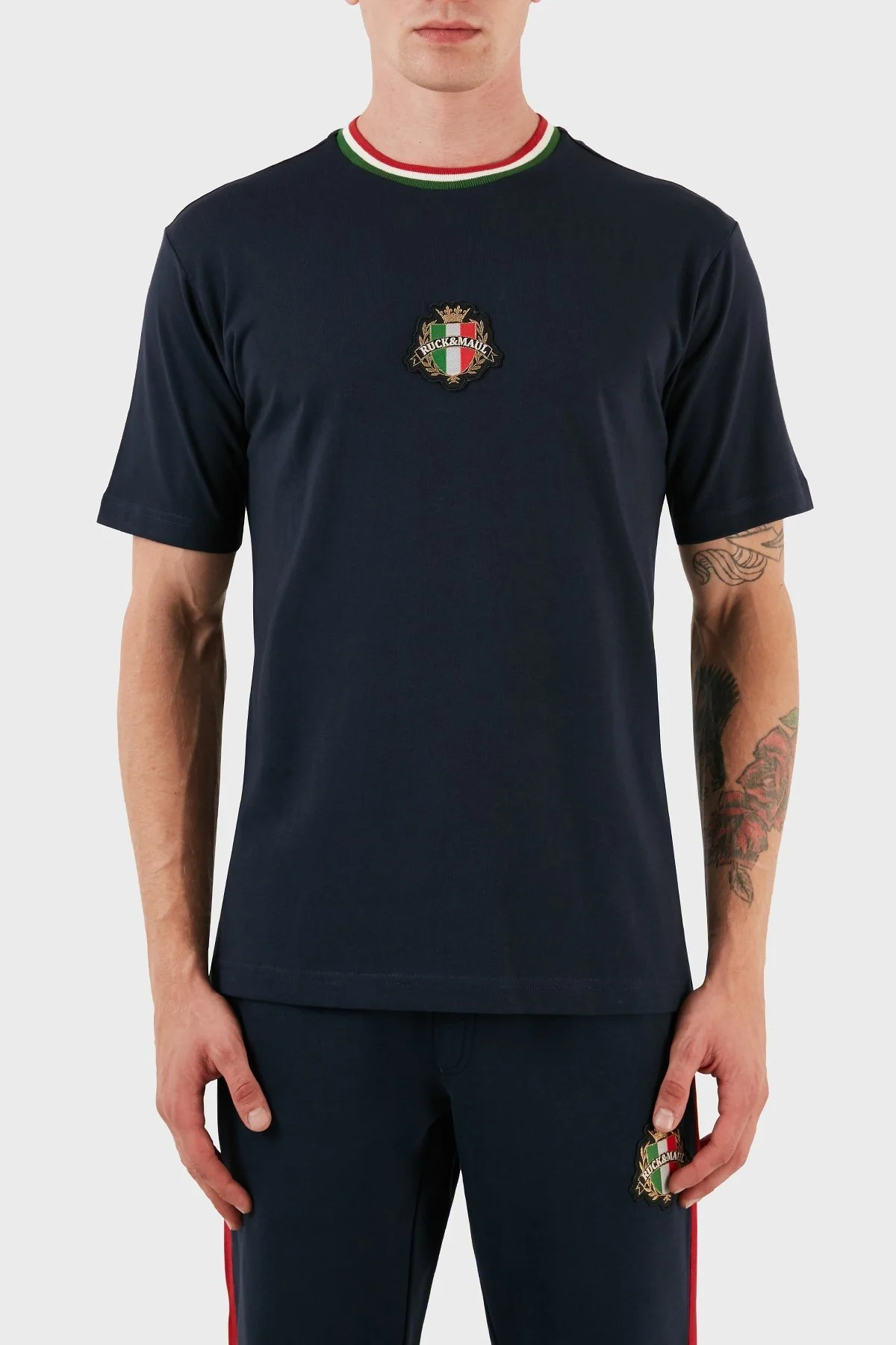 Ruck & Maul % 100 Pamuk Regular Fit Bisiklet Yaka Erkek T Shirt RMM03B000013 24666 LACİVERT - 1