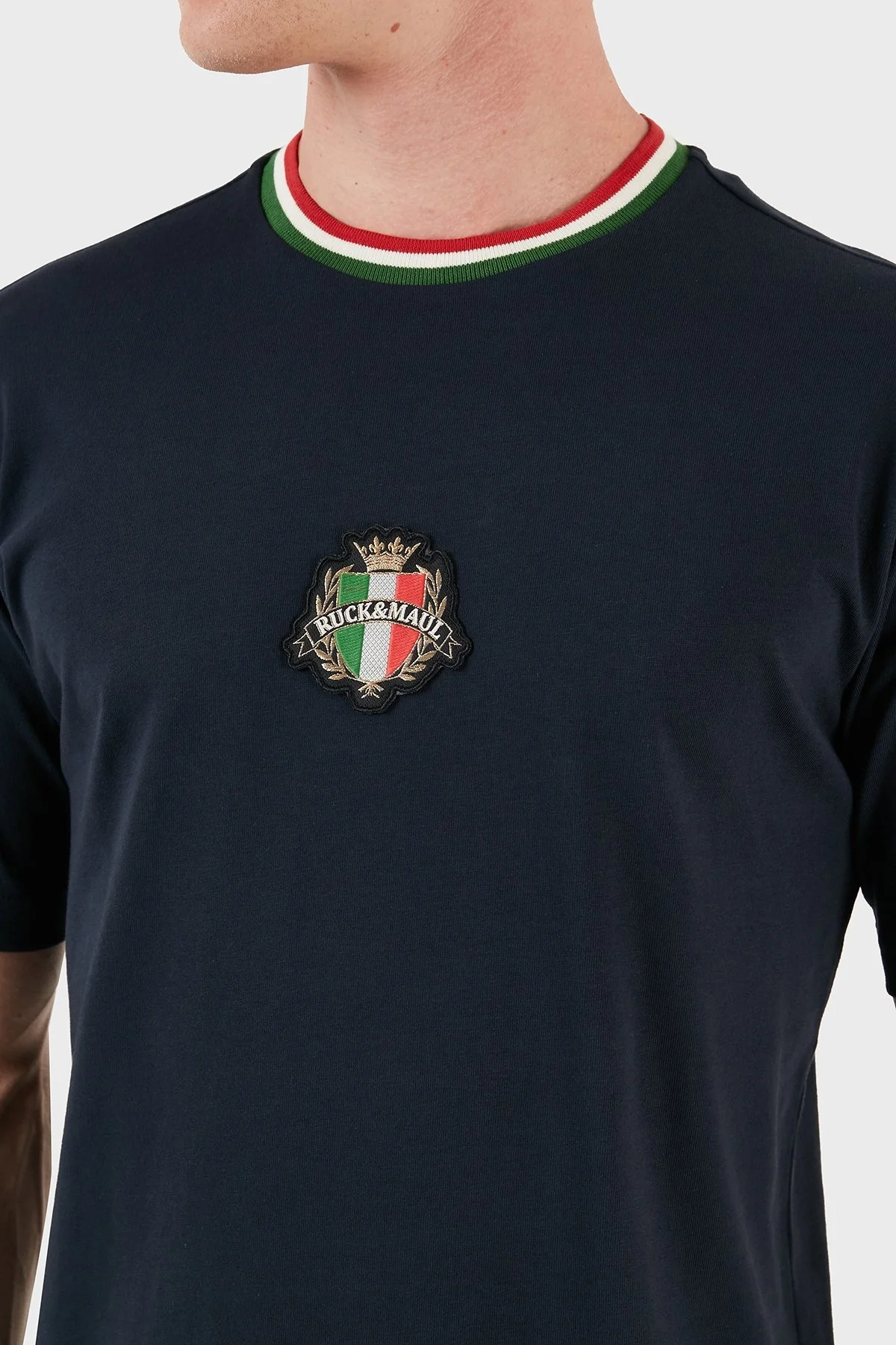 Ruck & Maul % 100 Pamuk Regular Fit Bisiklet Yaka Erkek T Shirt RMM03B000013 24666 LACİVERT - 5