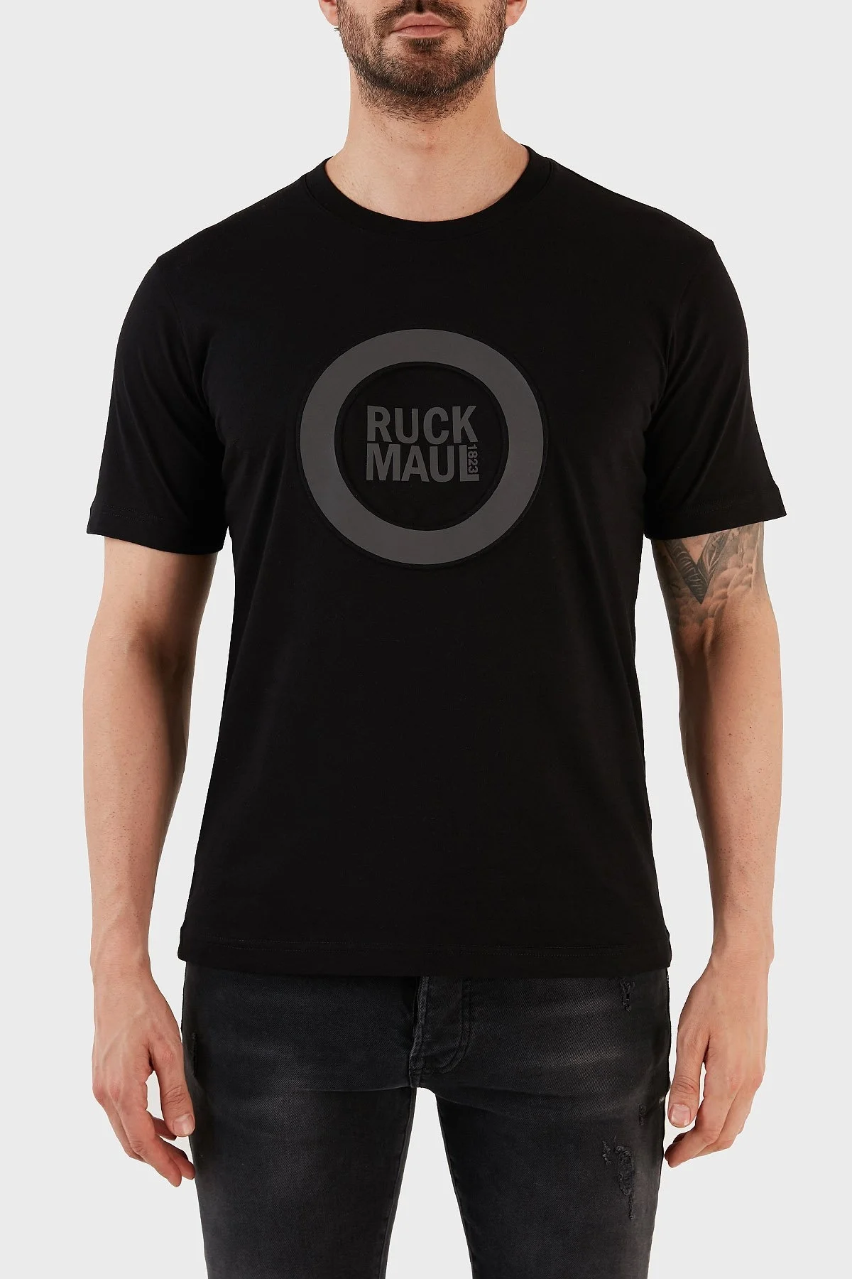 Ruck & Maul Baskılı Bisiklet Yaka % 100 Pamuk Regular Fit Erkek T Shirt RMM03B000006 23318 SİYAH - 3