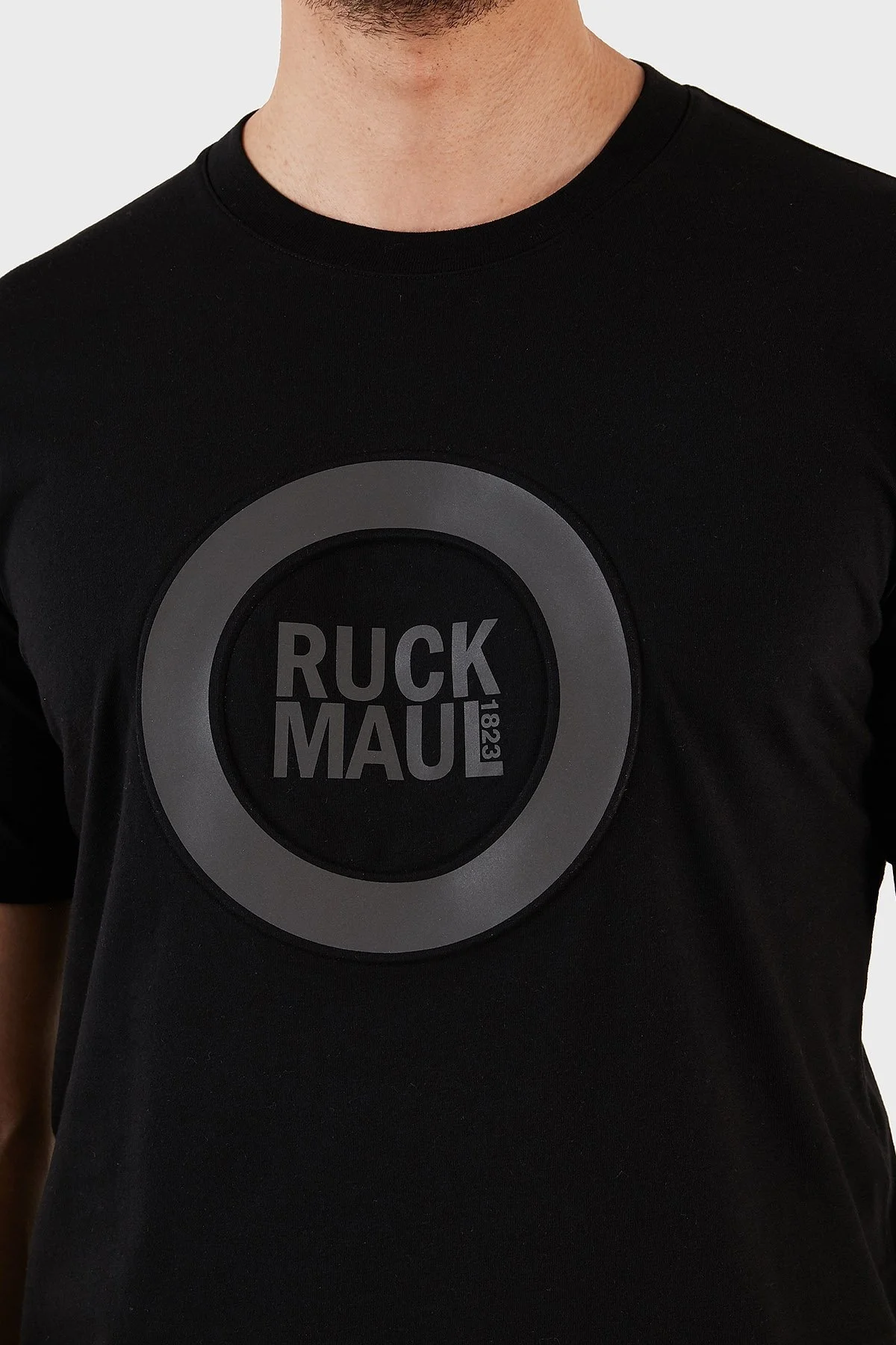 Ruck & Maul Baskılı Bisiklet Yaka % 100 Pamuk Regular Fit Erkek T Shirt RMM03B000006 23318 SİYAH - 4