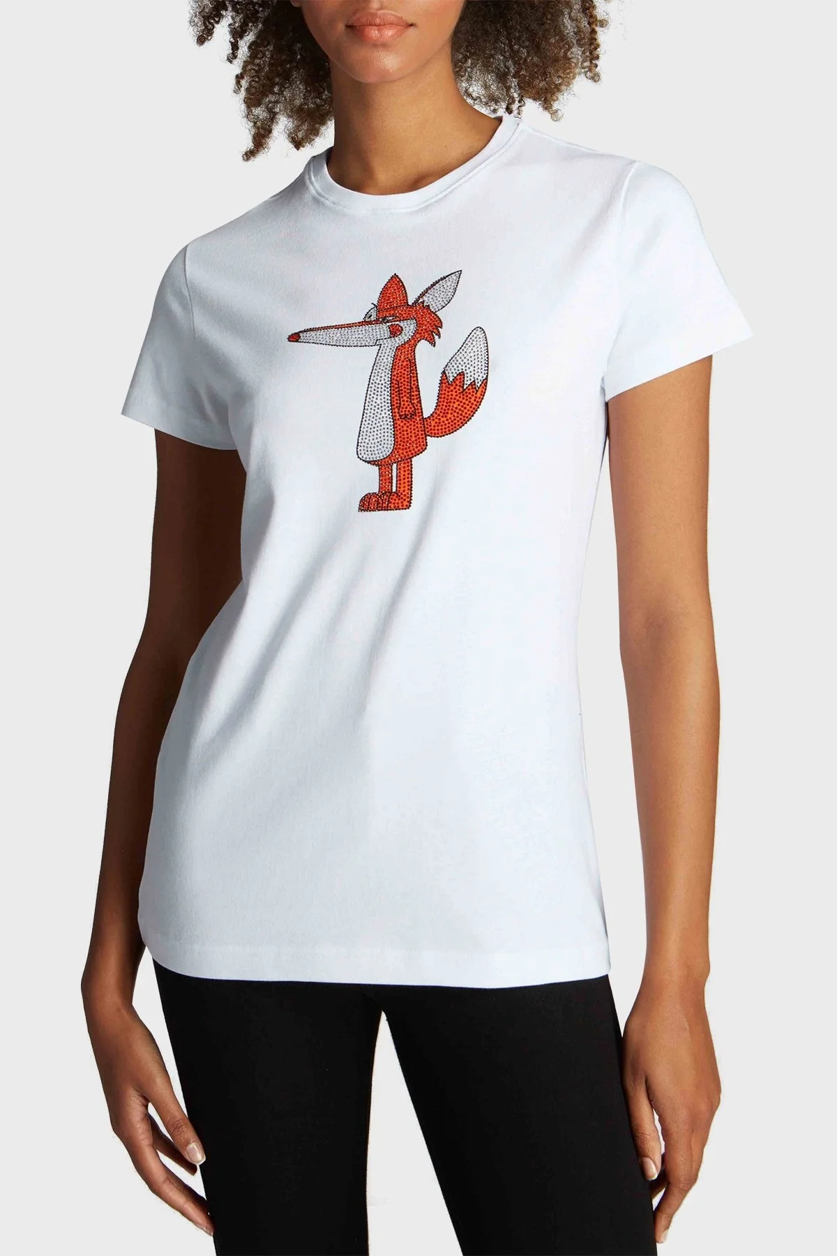 Ruck & Maul Baskılı Bisiklet Yaka Pamuklu Regular Fit Bayan T Shirt RMW03B000005 23605 BEYAZ - 1