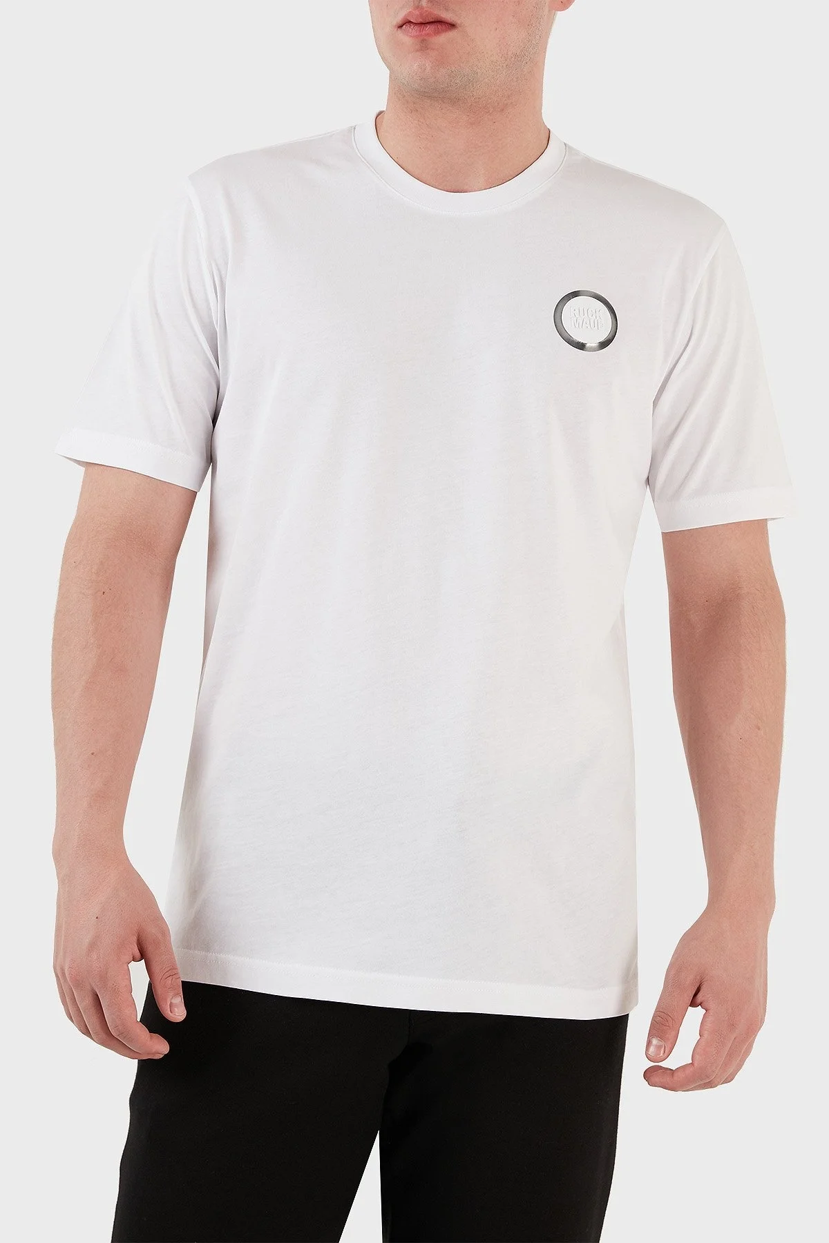 Ruck & Maul Bisiklet Yaka % 100 Pamuk Regular Fit Erkek T Shirt RMM031300010 BEYAZ - 1