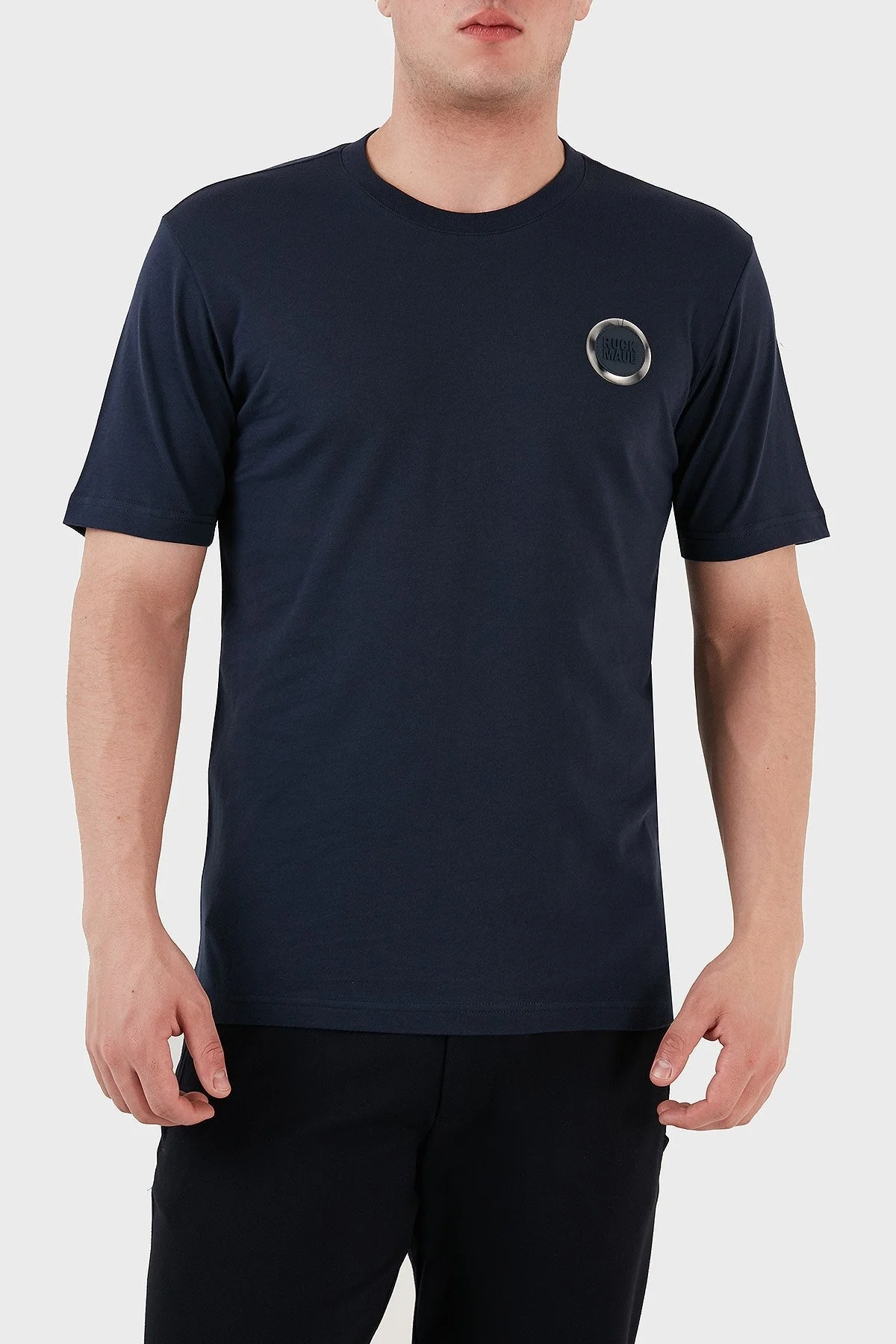 Ruck & Maul Bisiklet Yaka % 100 Pamuk Regular Fit Erkek T Shirt RMM031300010 LACİVERT - 1
